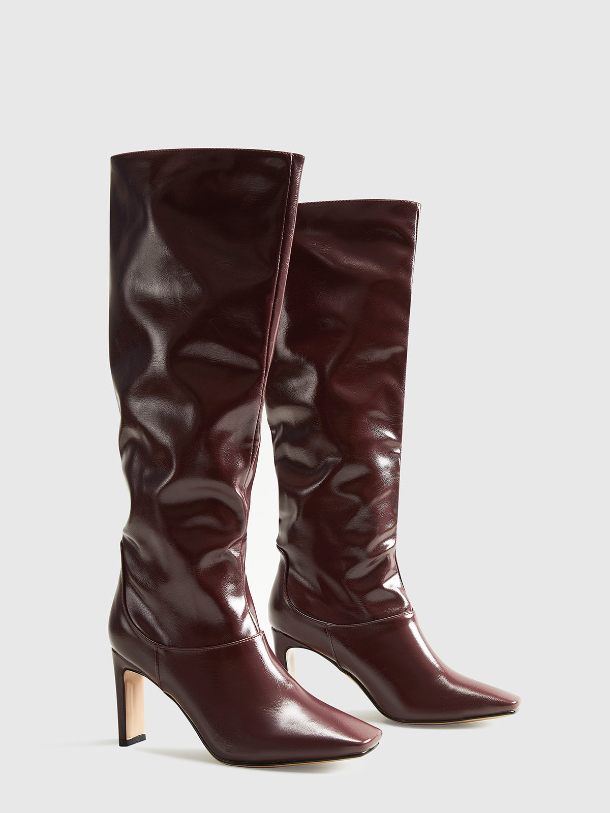 High-Heel Square Toe Knee-High Boots