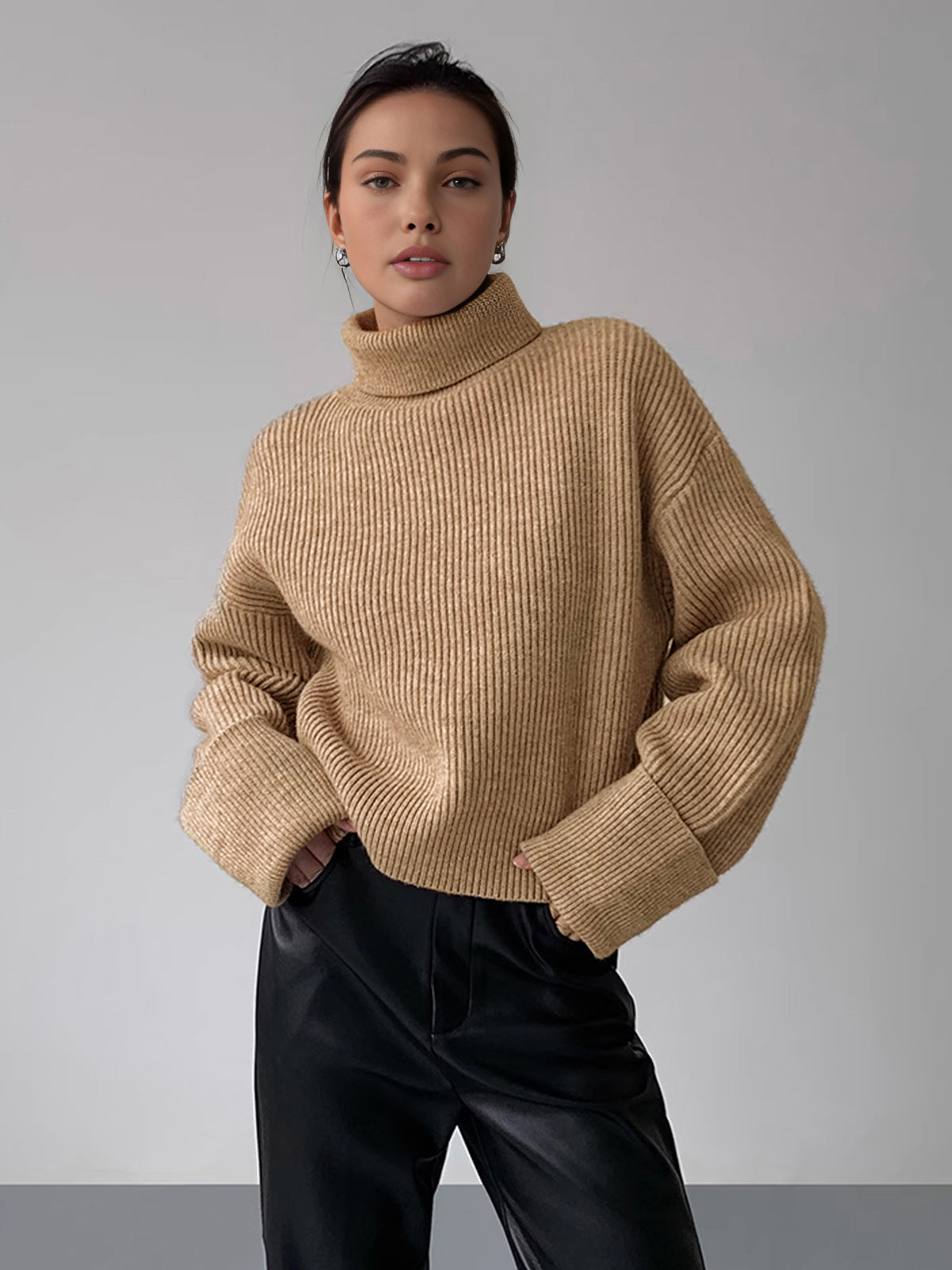 Turtleneck Ribbed Warm Sweater