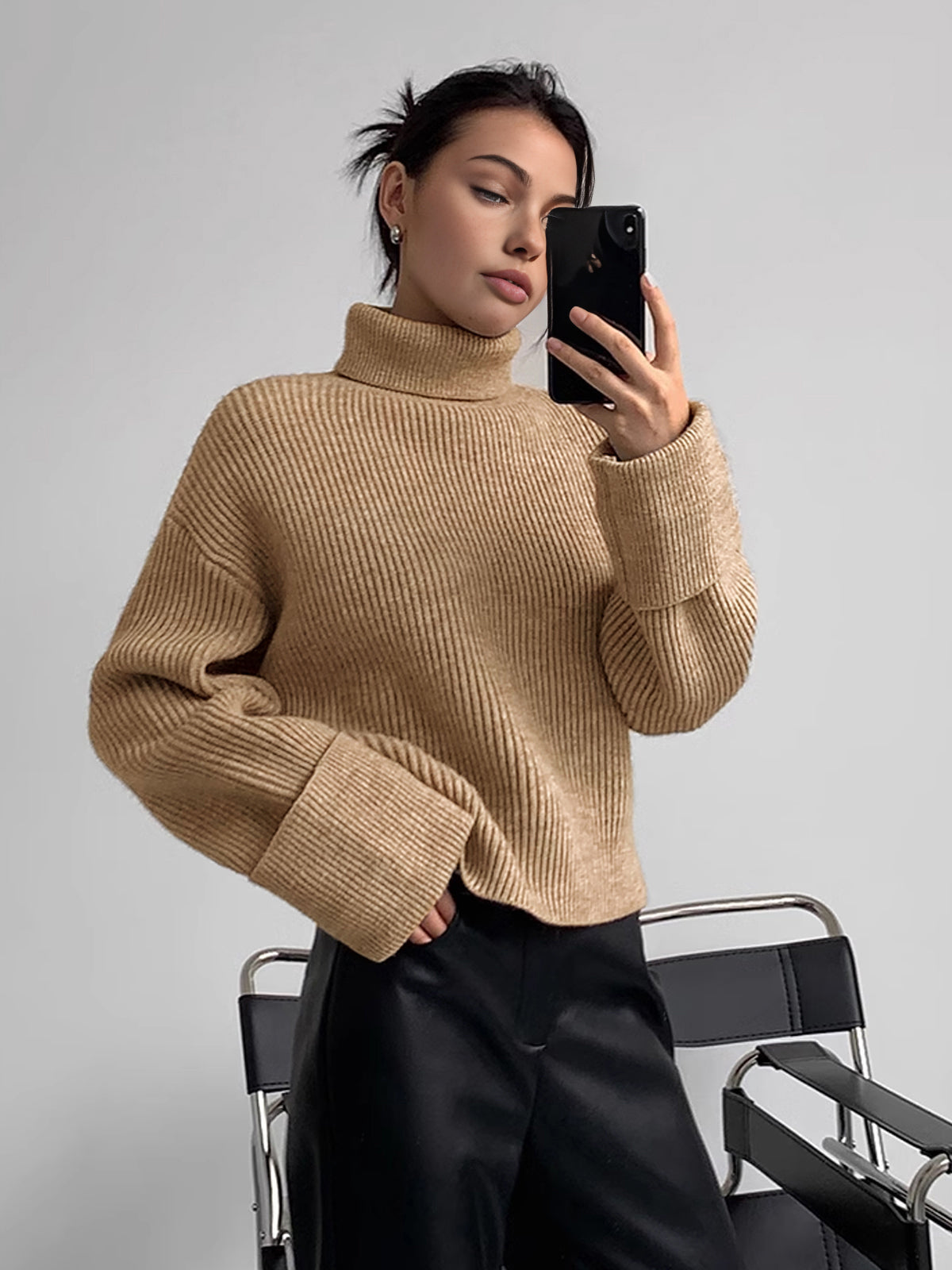 Turtleneck Ribbed Warm Sweater