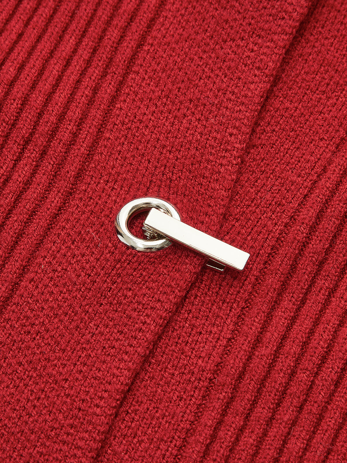 Ribbed Metal Design Polo Cardigan