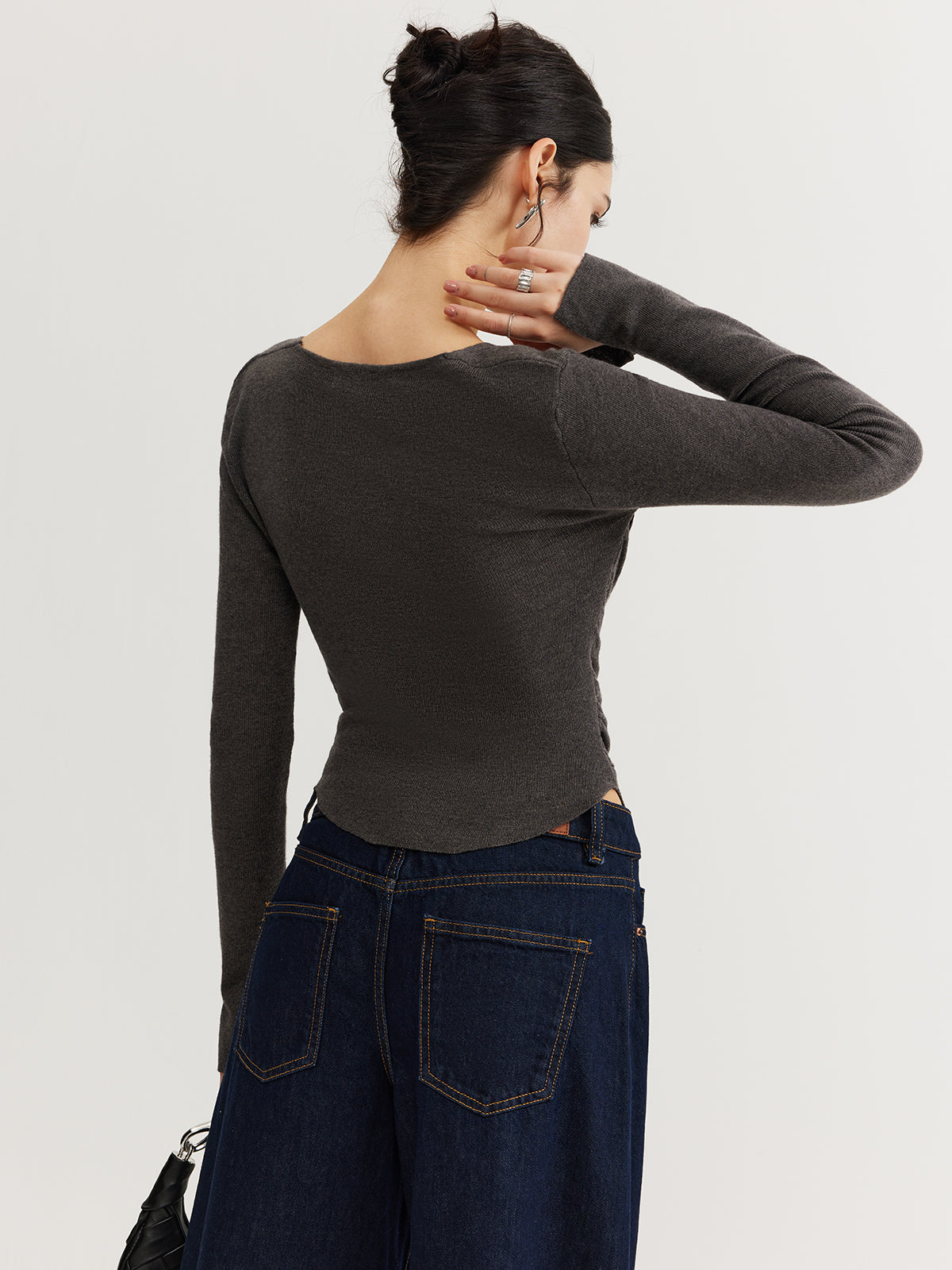 Cotton Square Neck Slim Sweater