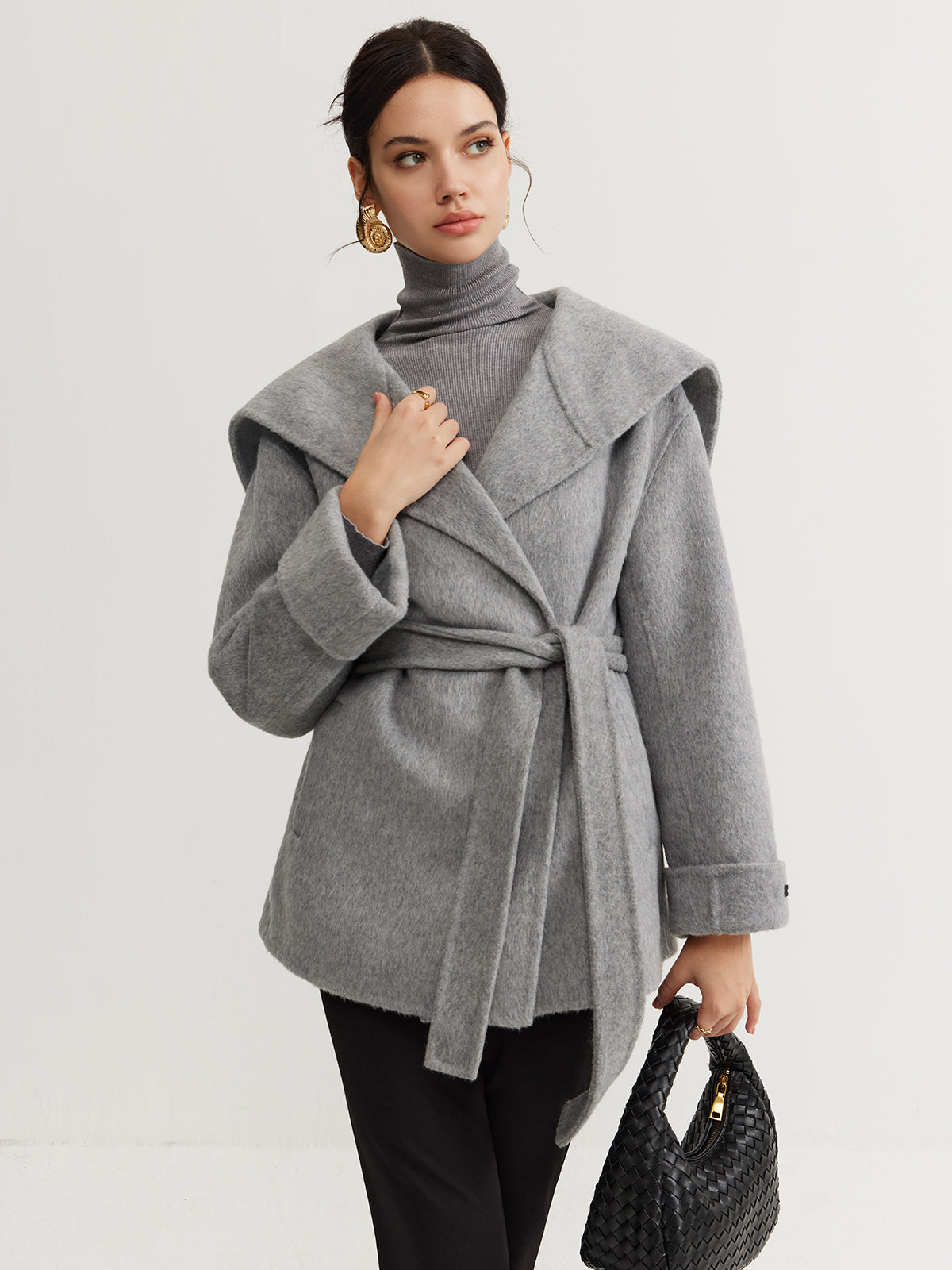 Sailor-Collar Belted Wool Coat