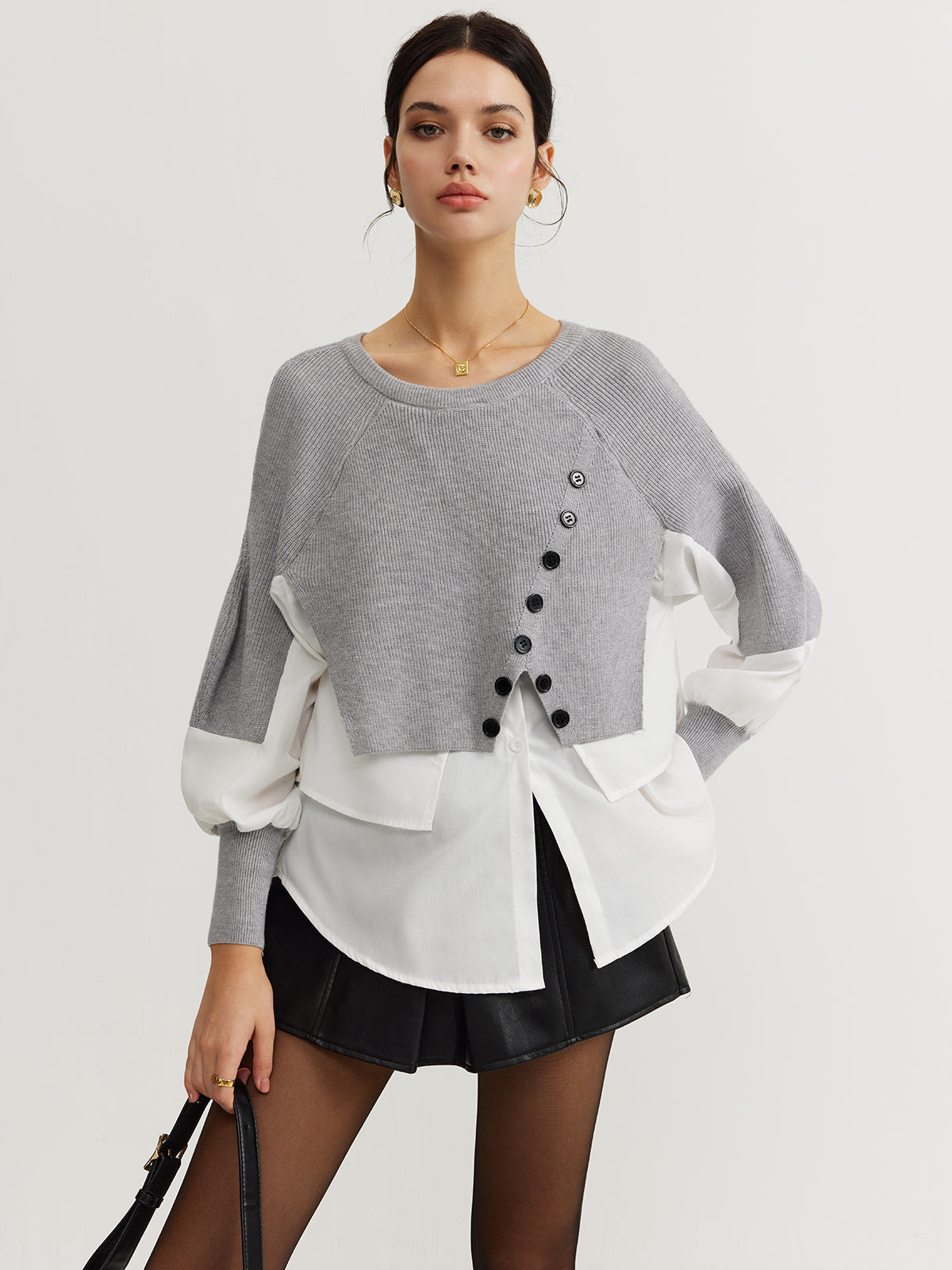 Color Block Panel Knit Top