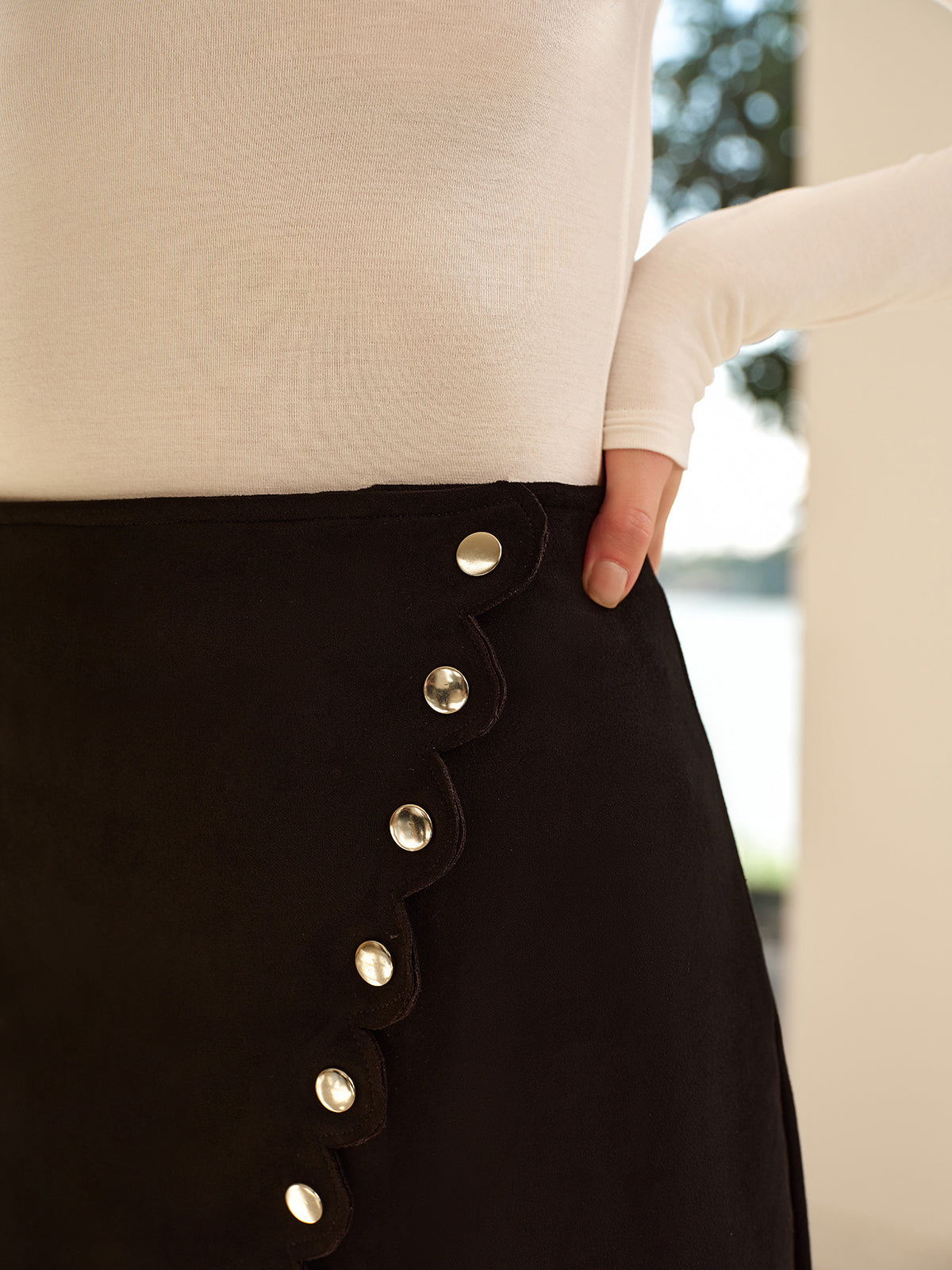 Button Hip-Covering Mini Skirt