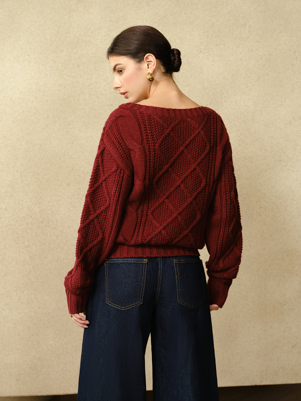 Casual Crew Neck Cable-Knit Top