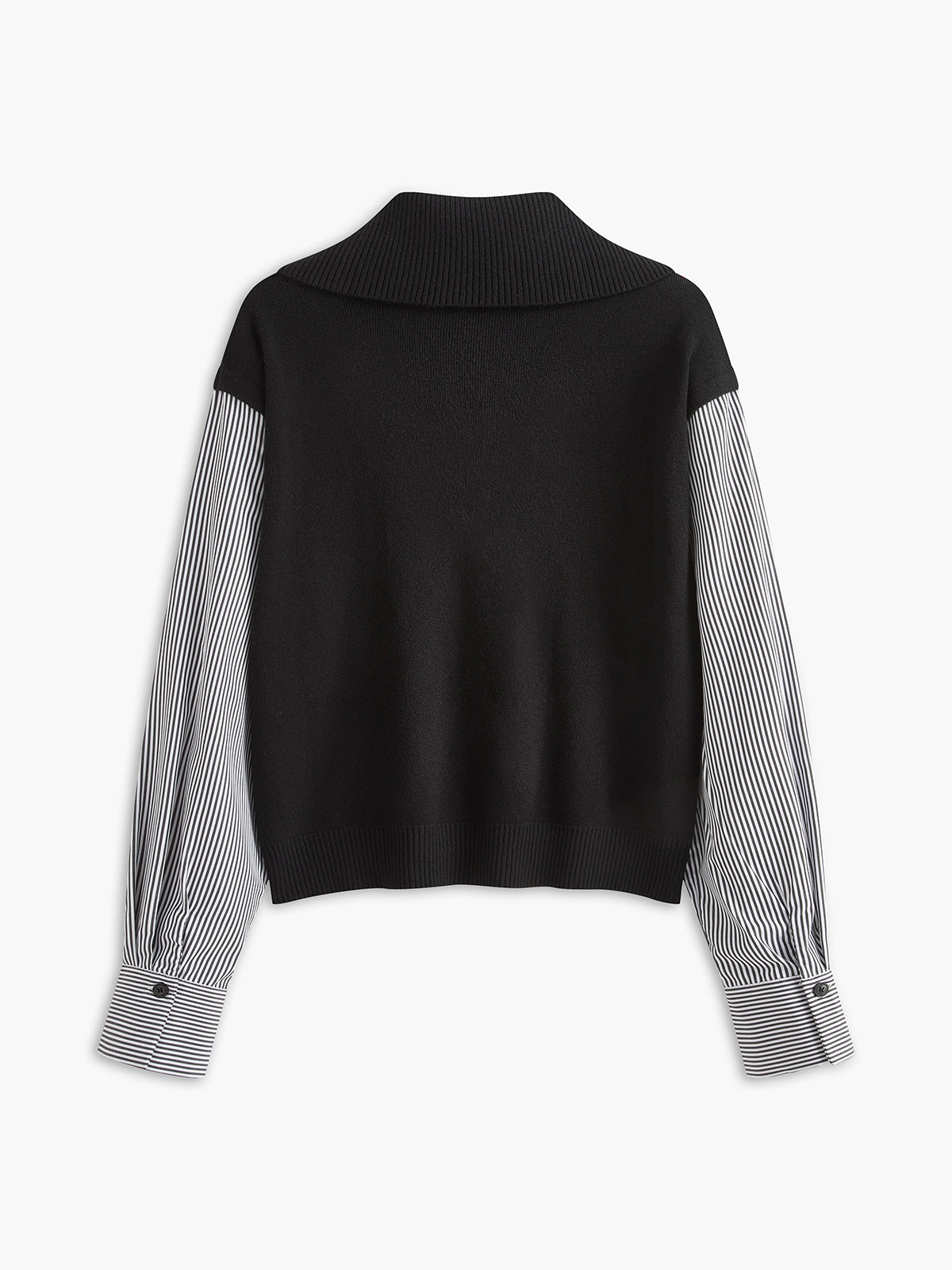 Color Block Panel Lapel Sweater