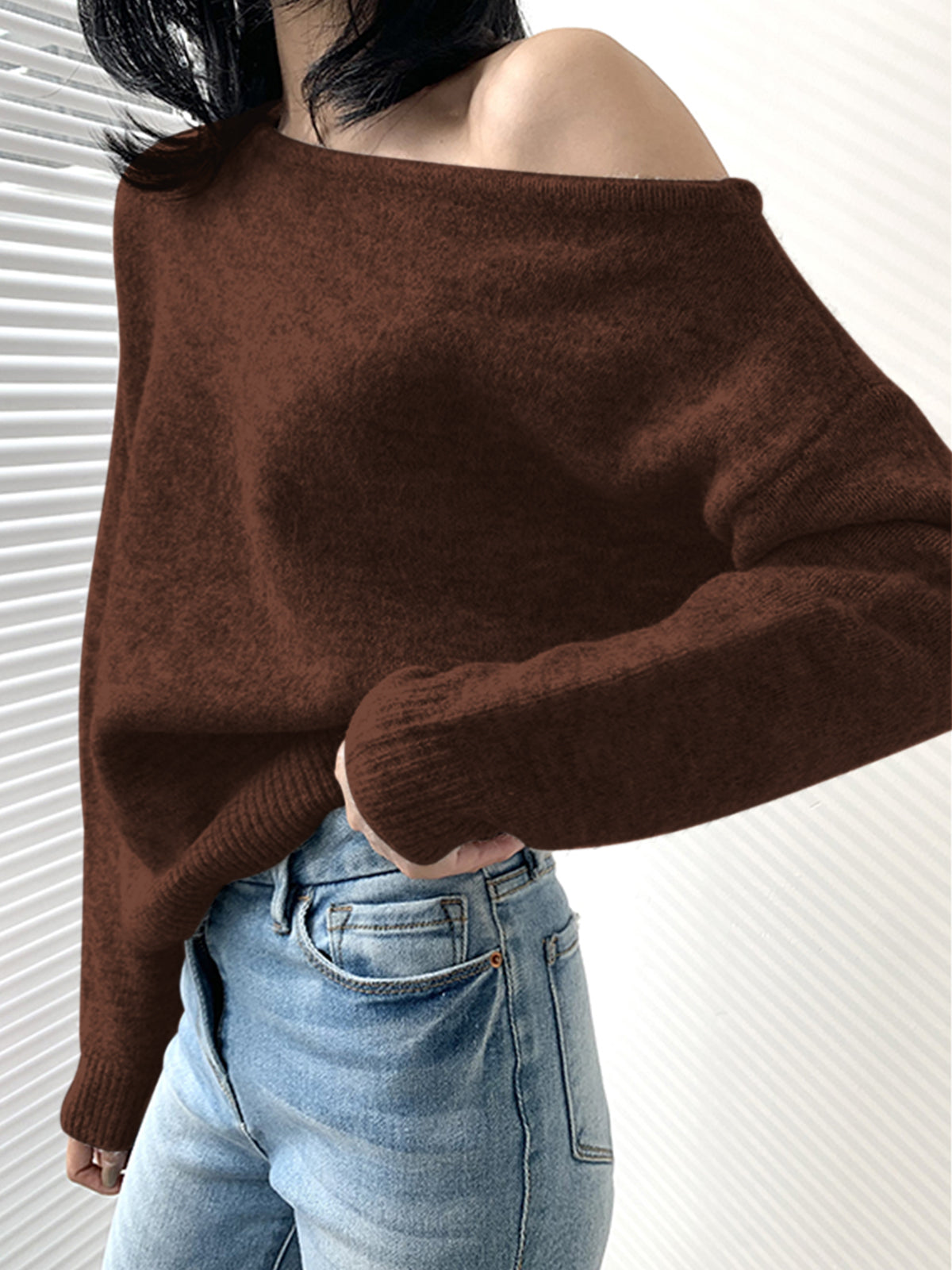 One Shoulder Asymmetric Sweater