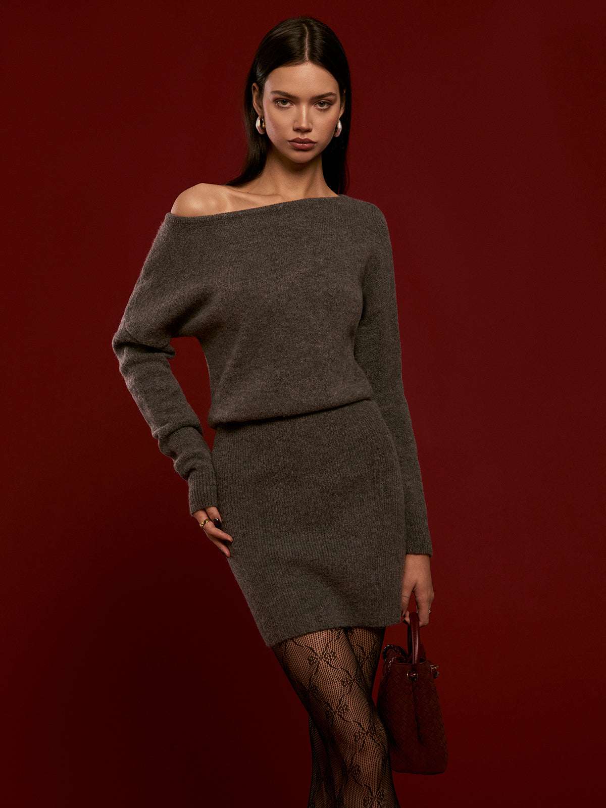 Wool-Blend Asymmetrical Sweater Dress