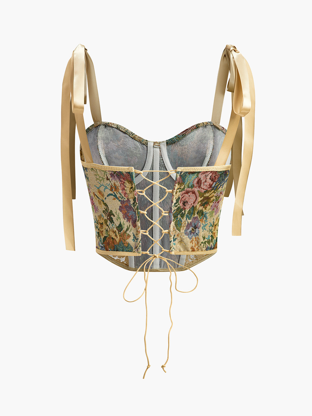 Floral Embroidery Drawstring Corset