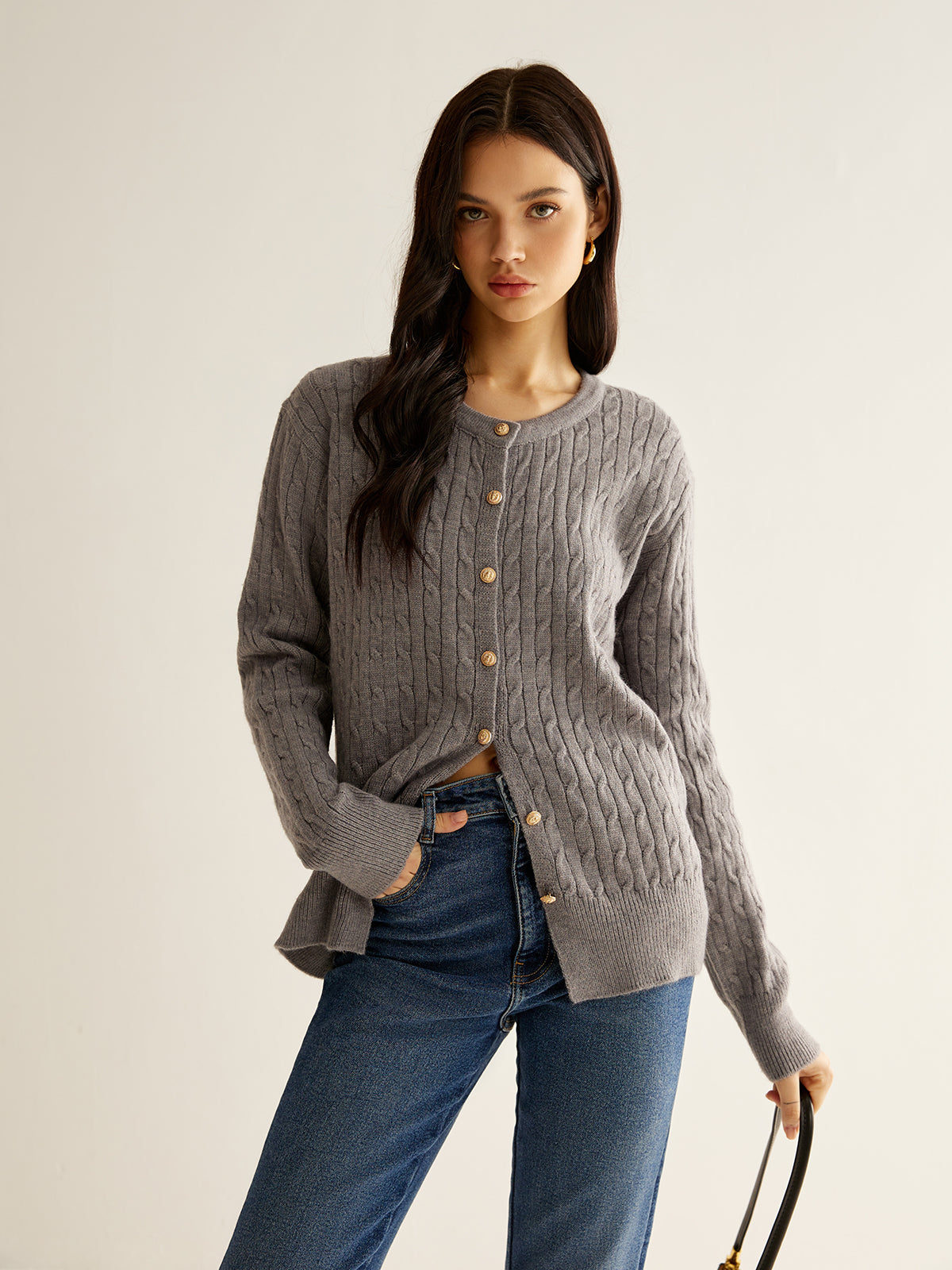 Button Down Twist Slim Cardigan