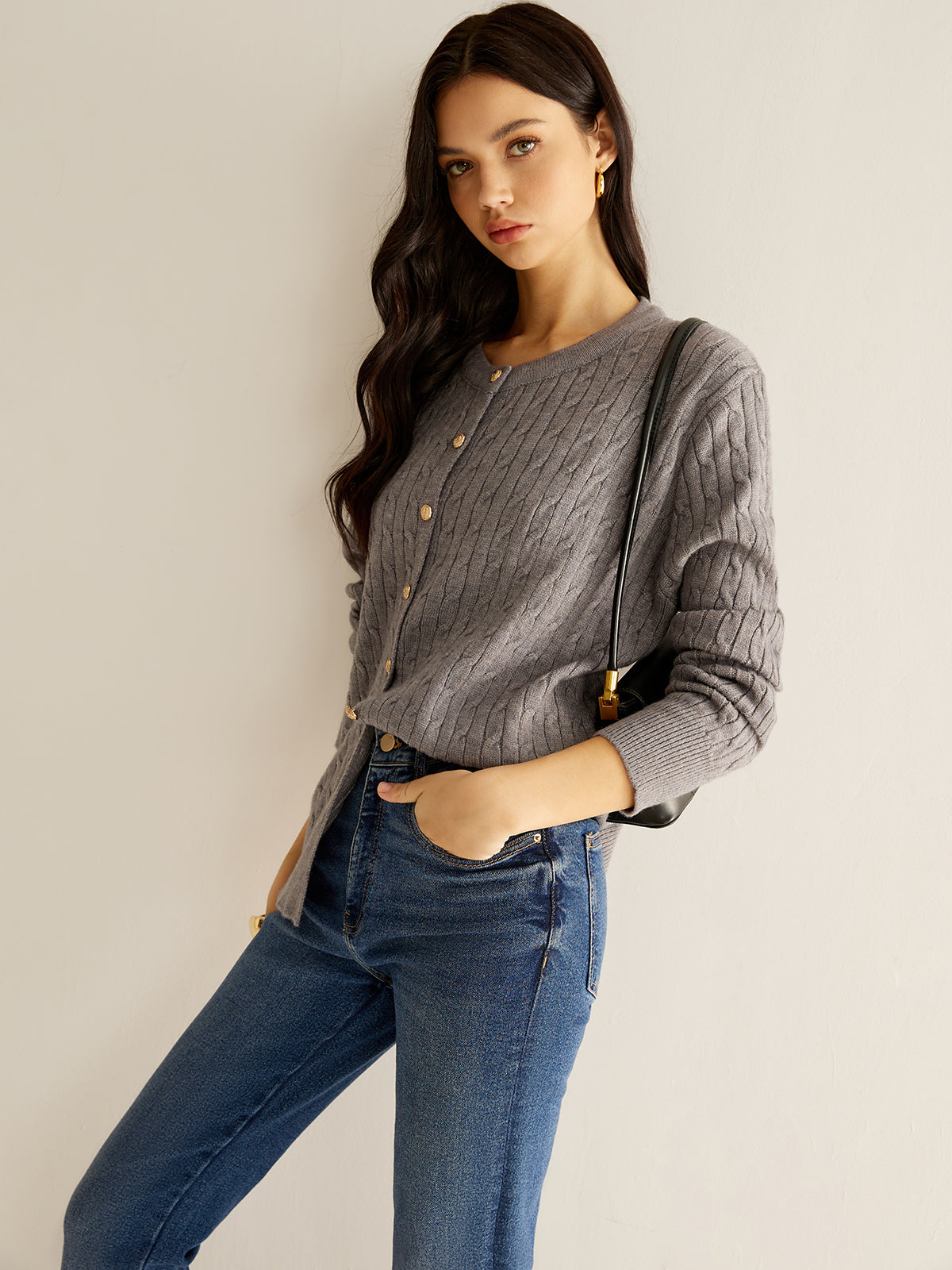 Button Down Twist Slim Cardigan