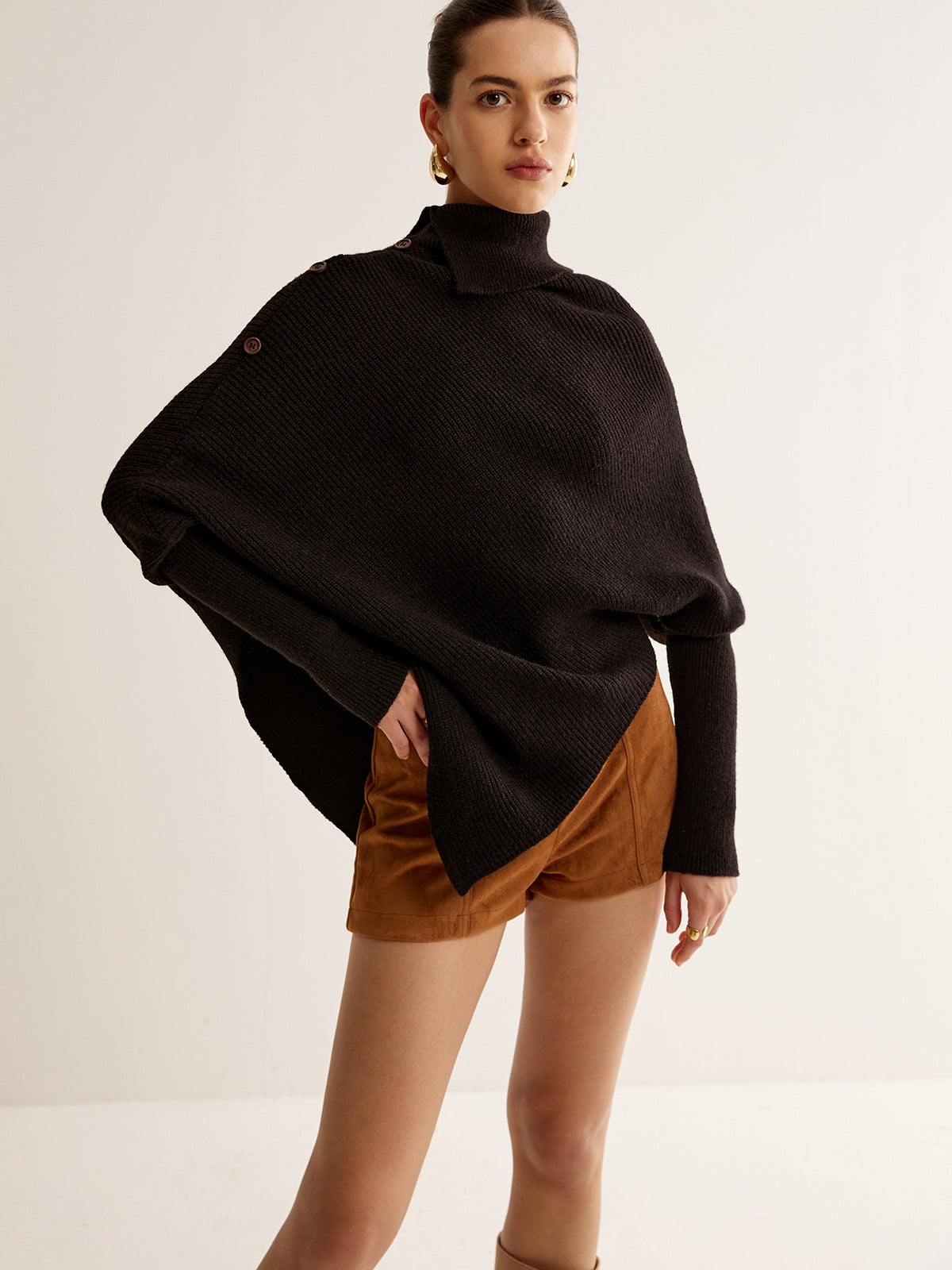 Asymmetrical Lantern Sleeve Cloak Sweater