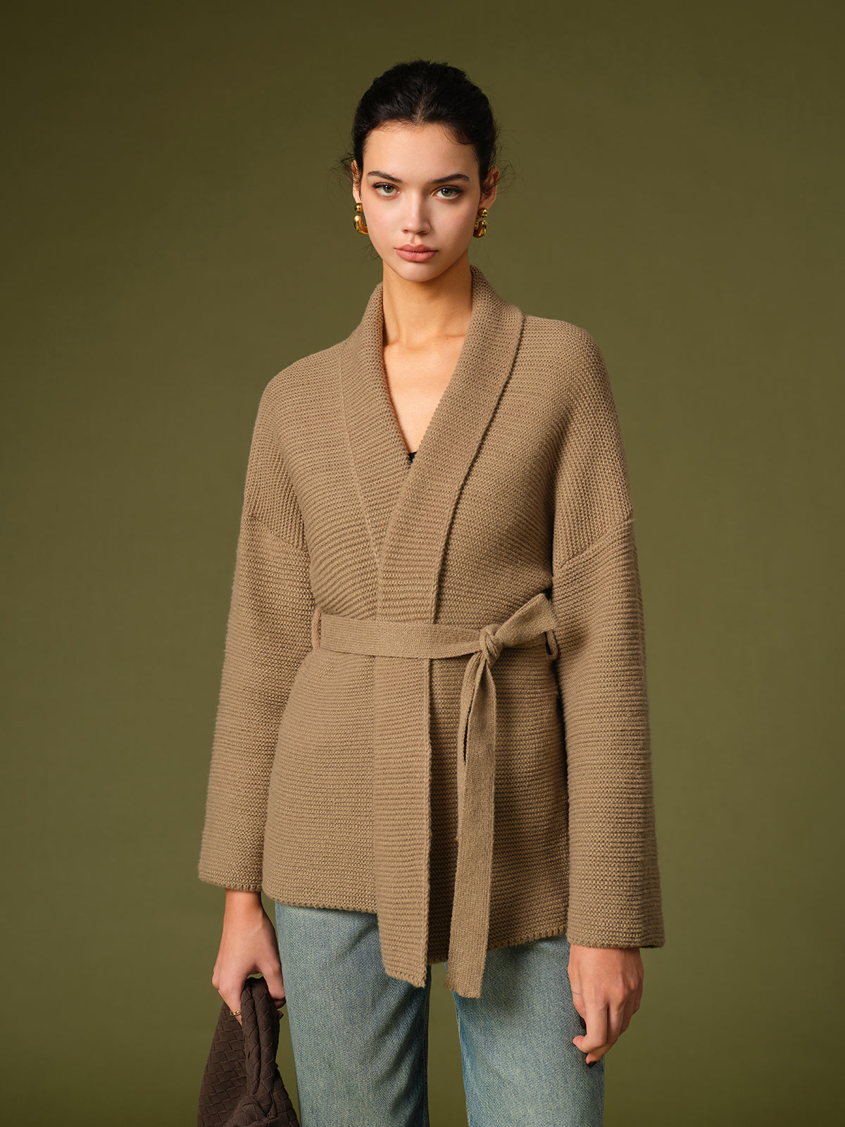 Belted Knit Warm Outerwear