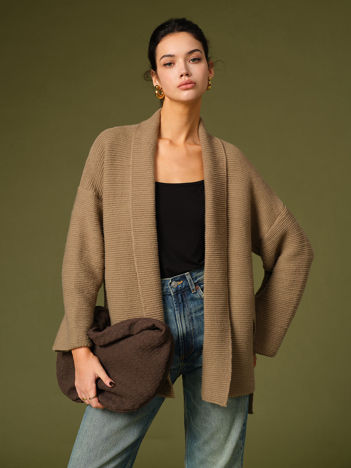 Belted Knit Warm Outerwear