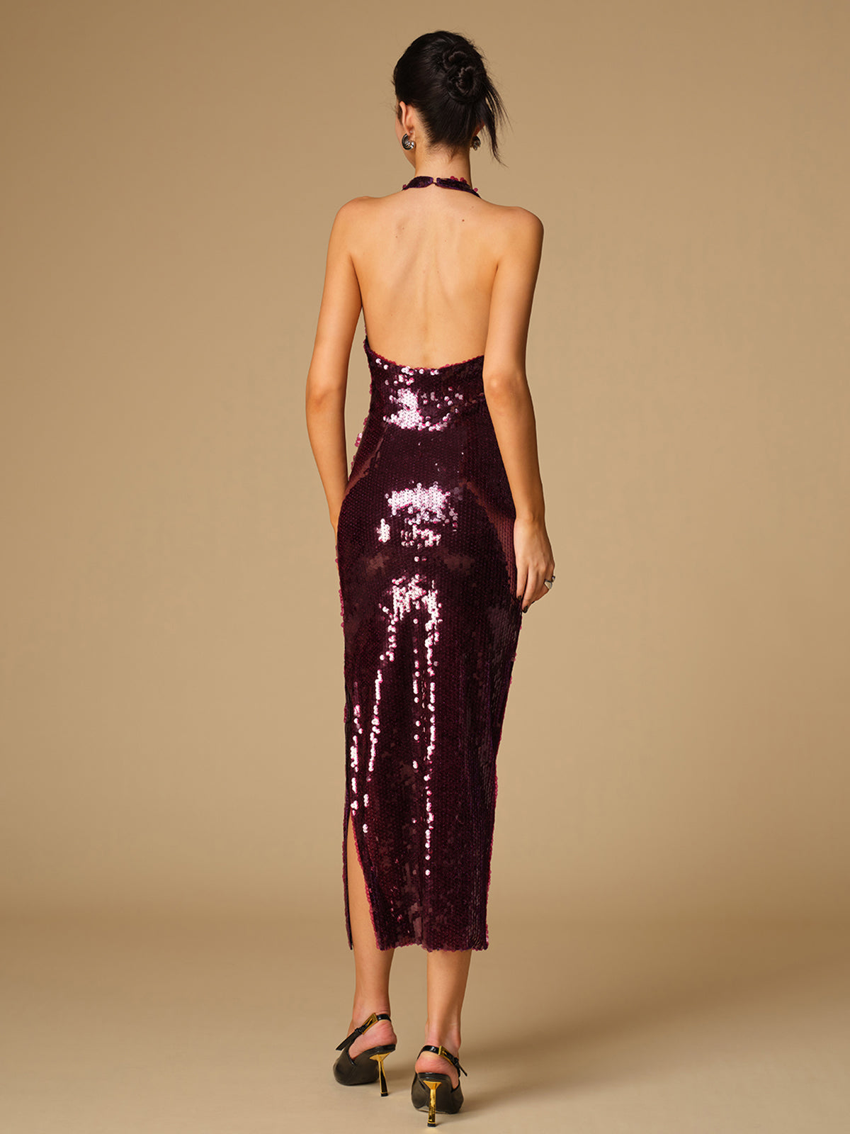 Elegant Sequins Halter Dress