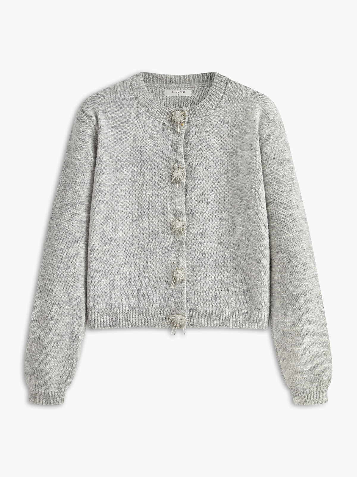 Wool-Blend Rhinestone Detail Sweater