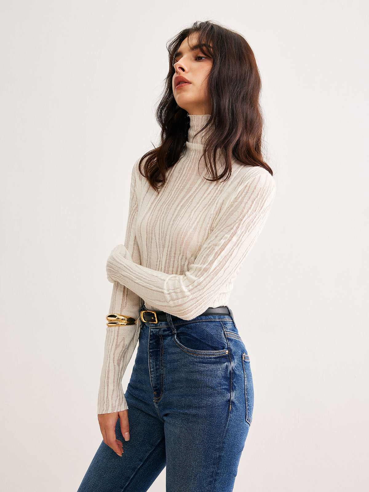 Romance Turtleneck Slim Blouse