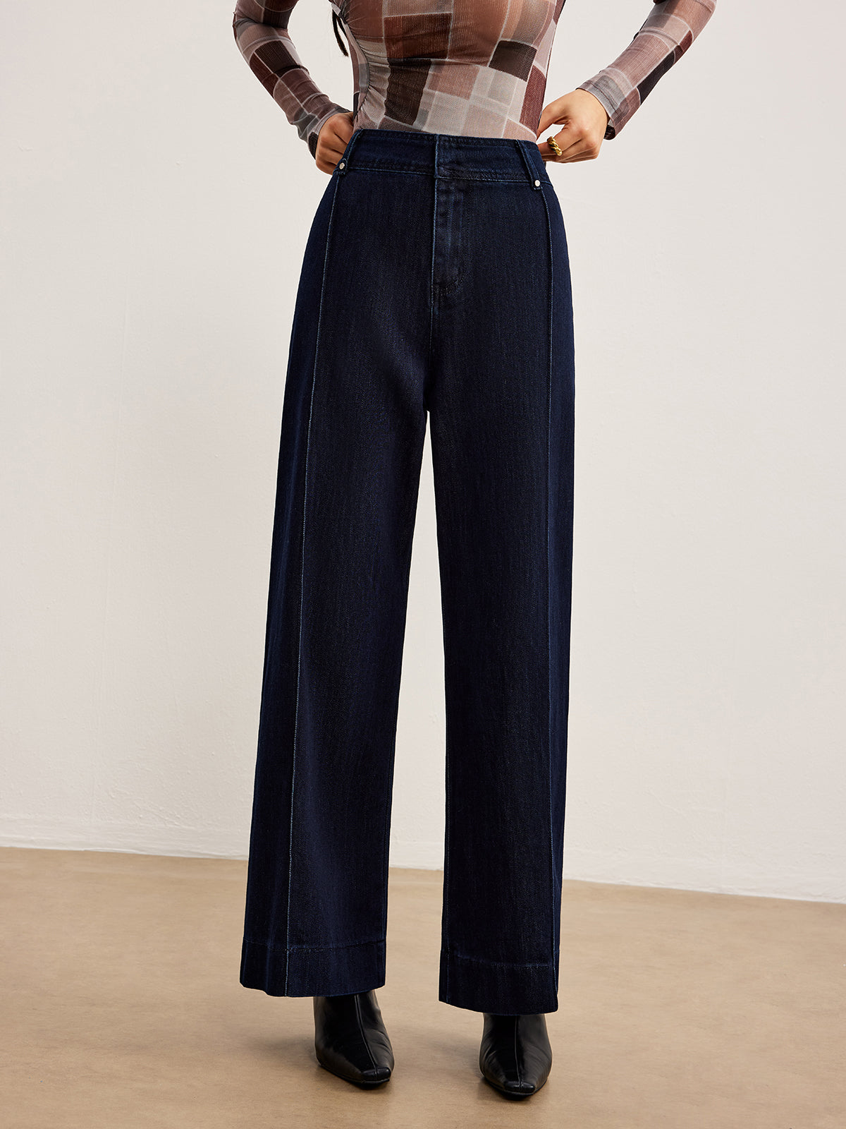 Plain Piping Denim Pants