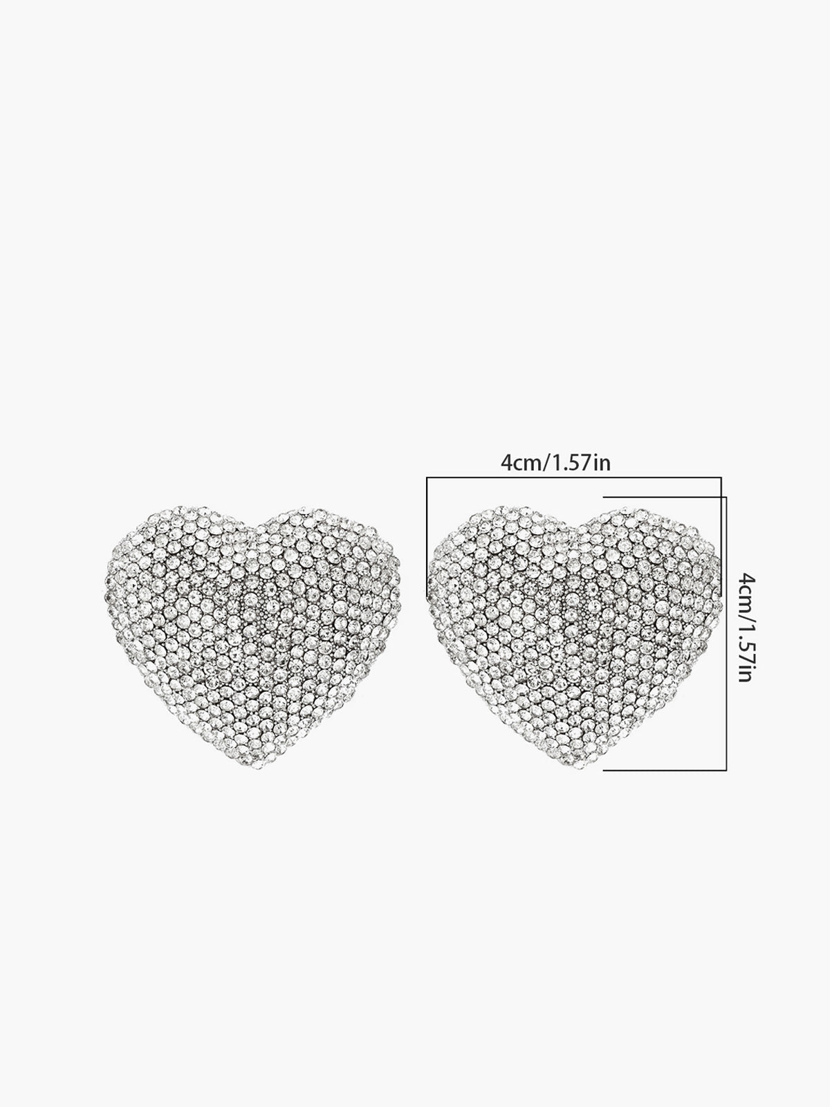 Rhinestone Heart Stud Earrings