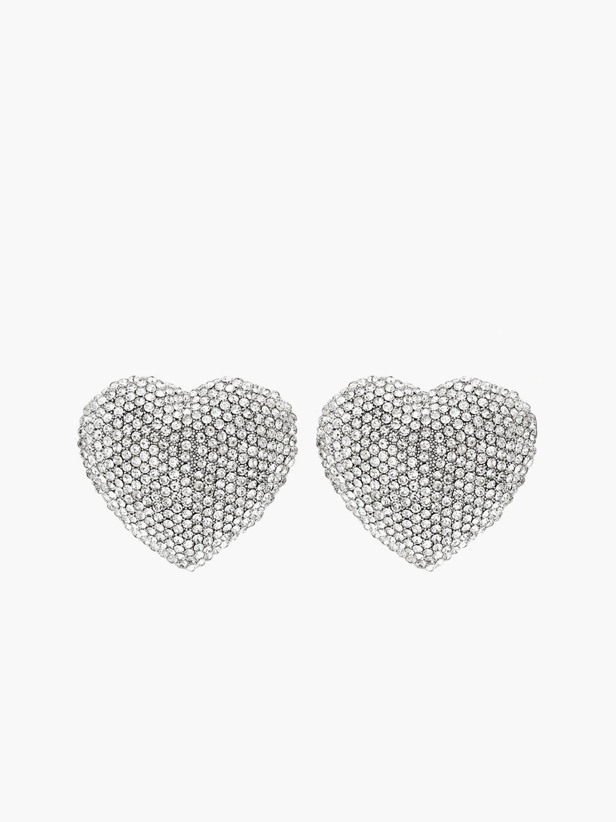 Rhinestone Heart Stud Earrings