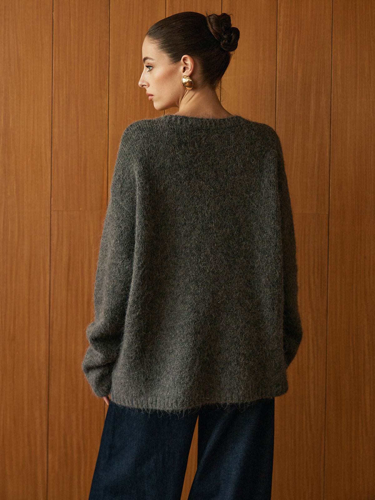 Wool-Blend Metal Button Knit Outerwear