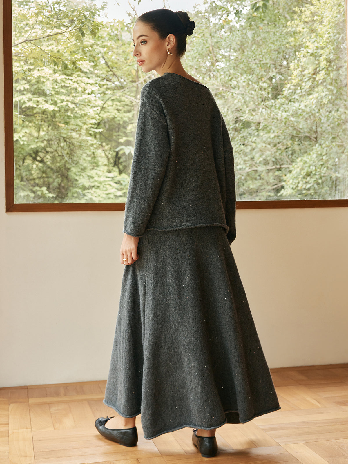 Plain Sequins Shift Sweater Co-ord