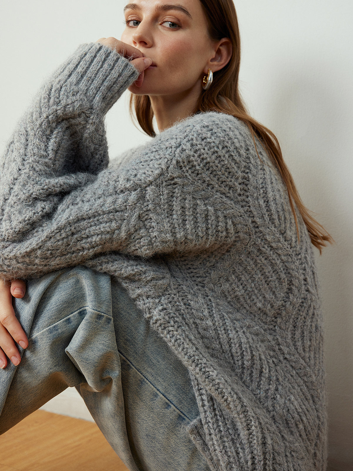 Cable-Knit Shift Button Cardigan