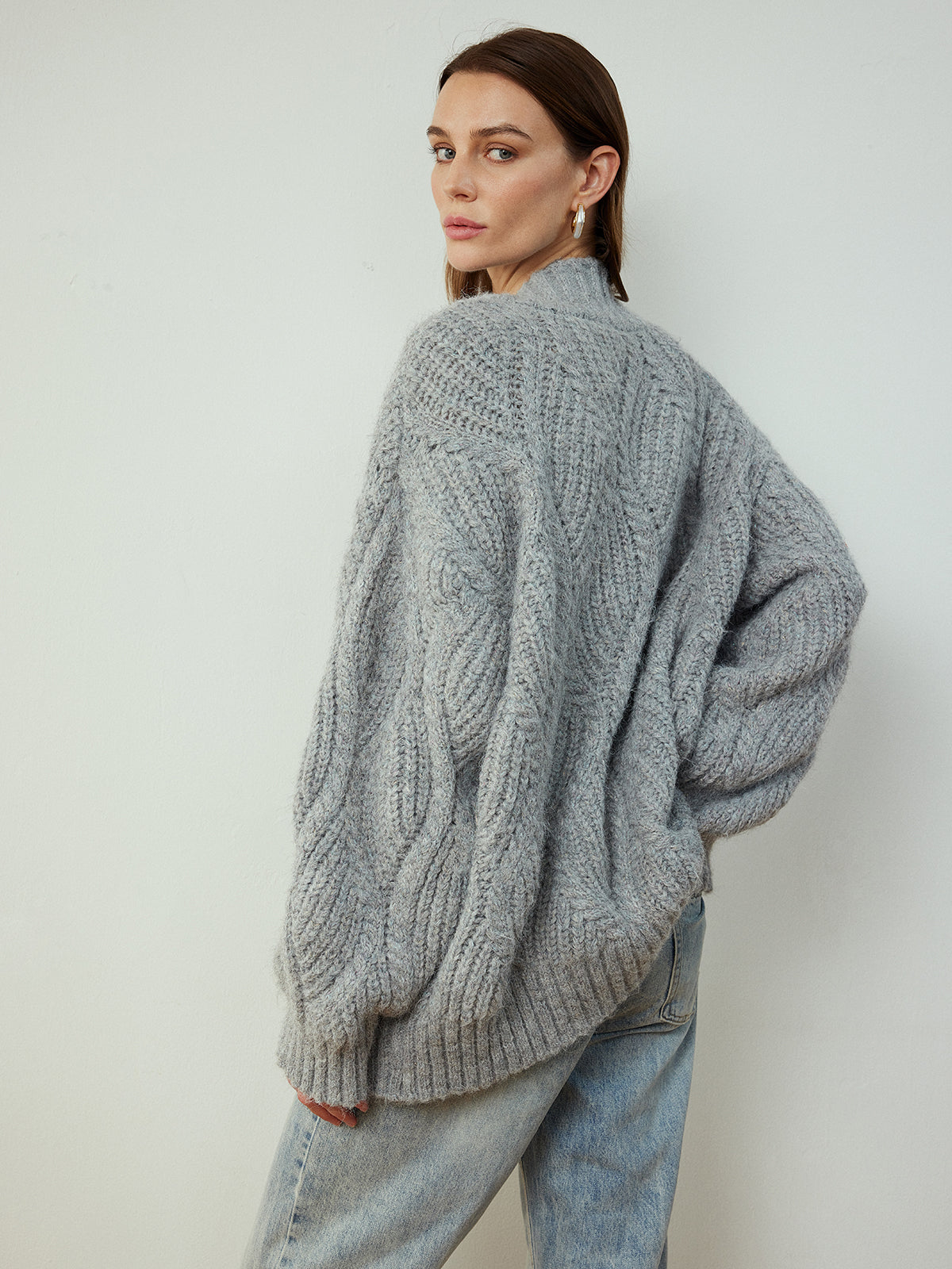 Cable-Knit Shift Button Cardigan