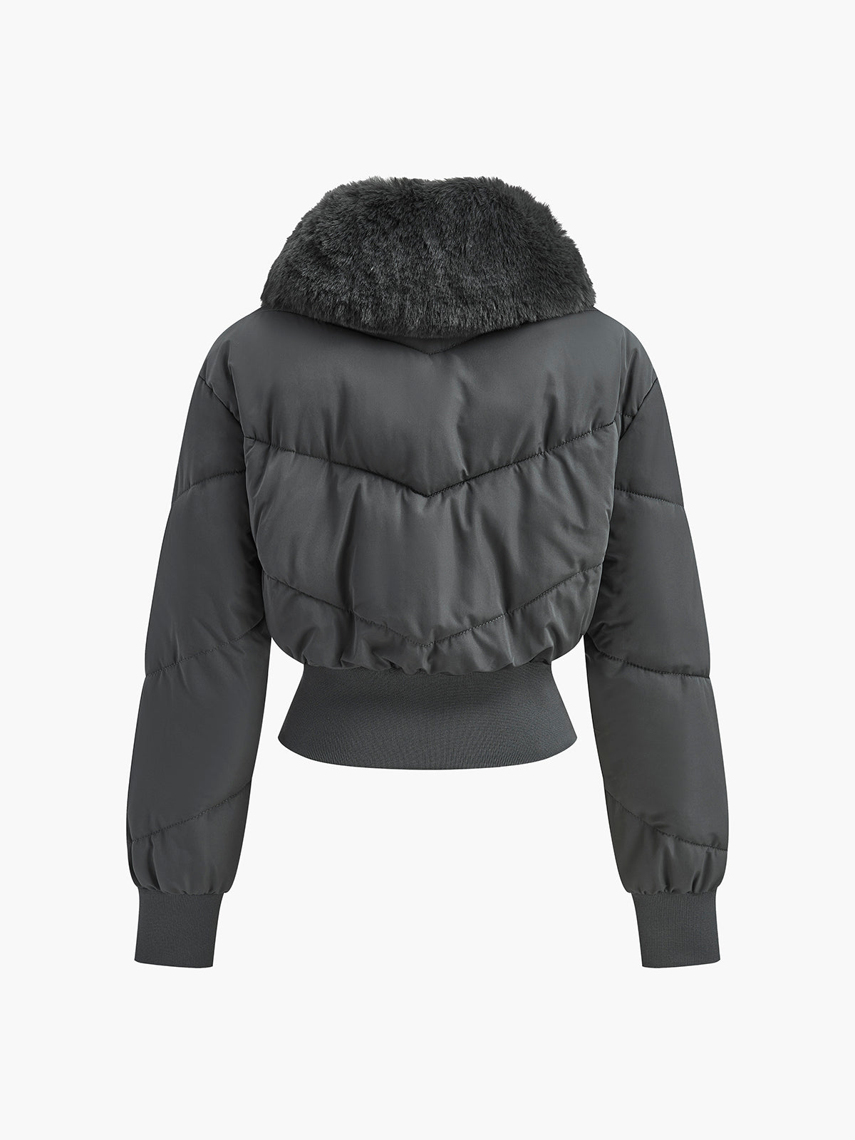 Faux Fur Zipper Cinched Winter Coat