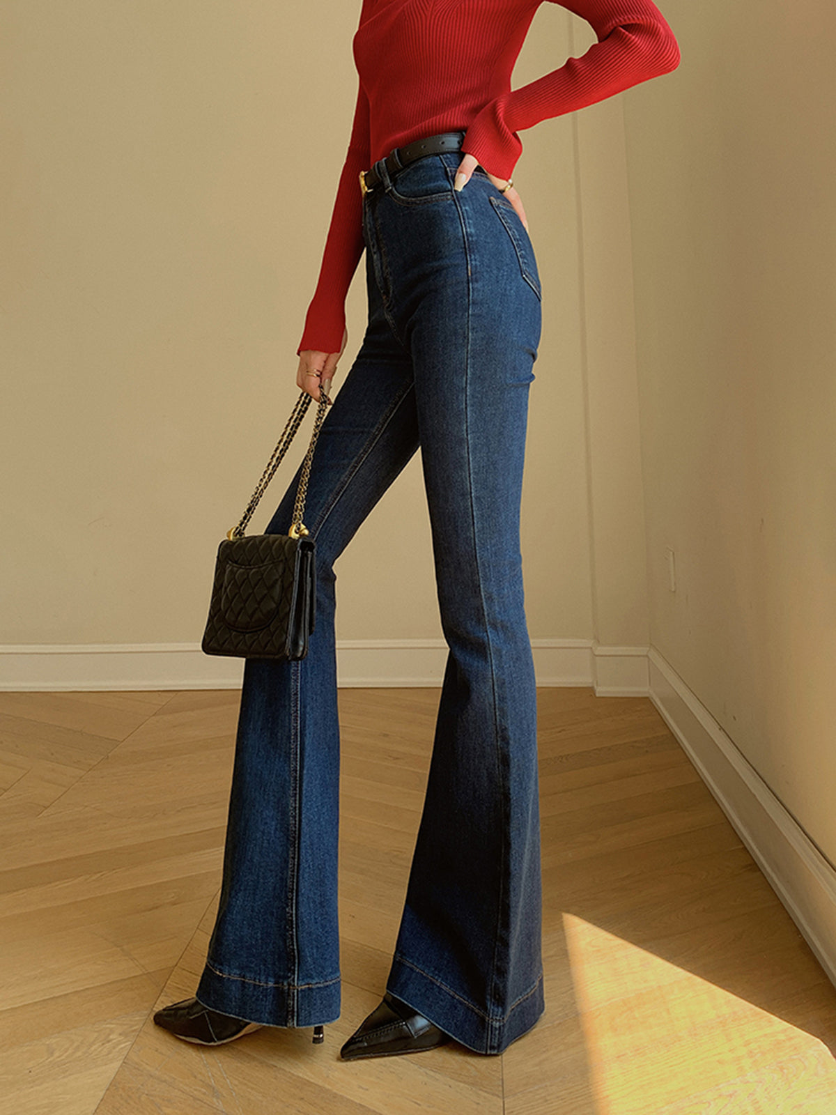 Denim Slim Bootcut Jeans Without Belt