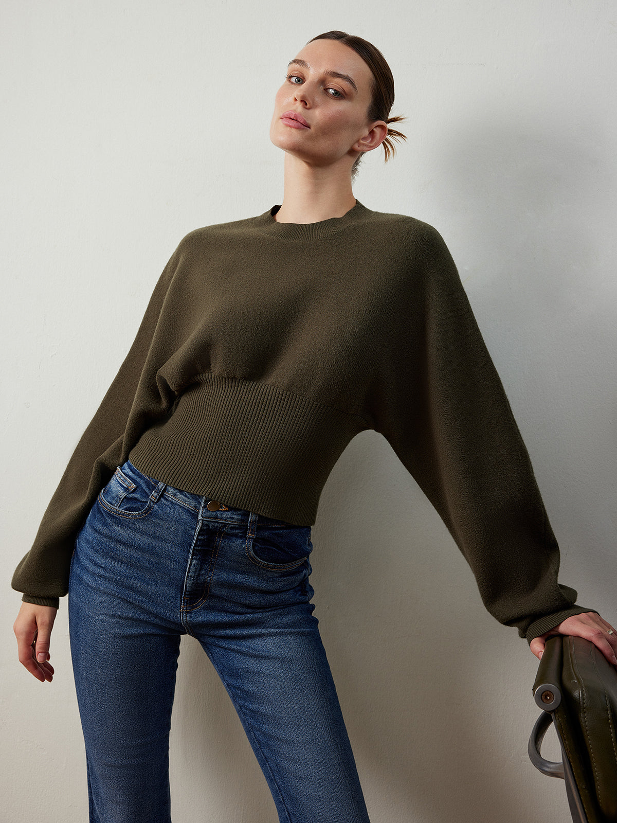 Batwing Sleeve Cinched Sweater