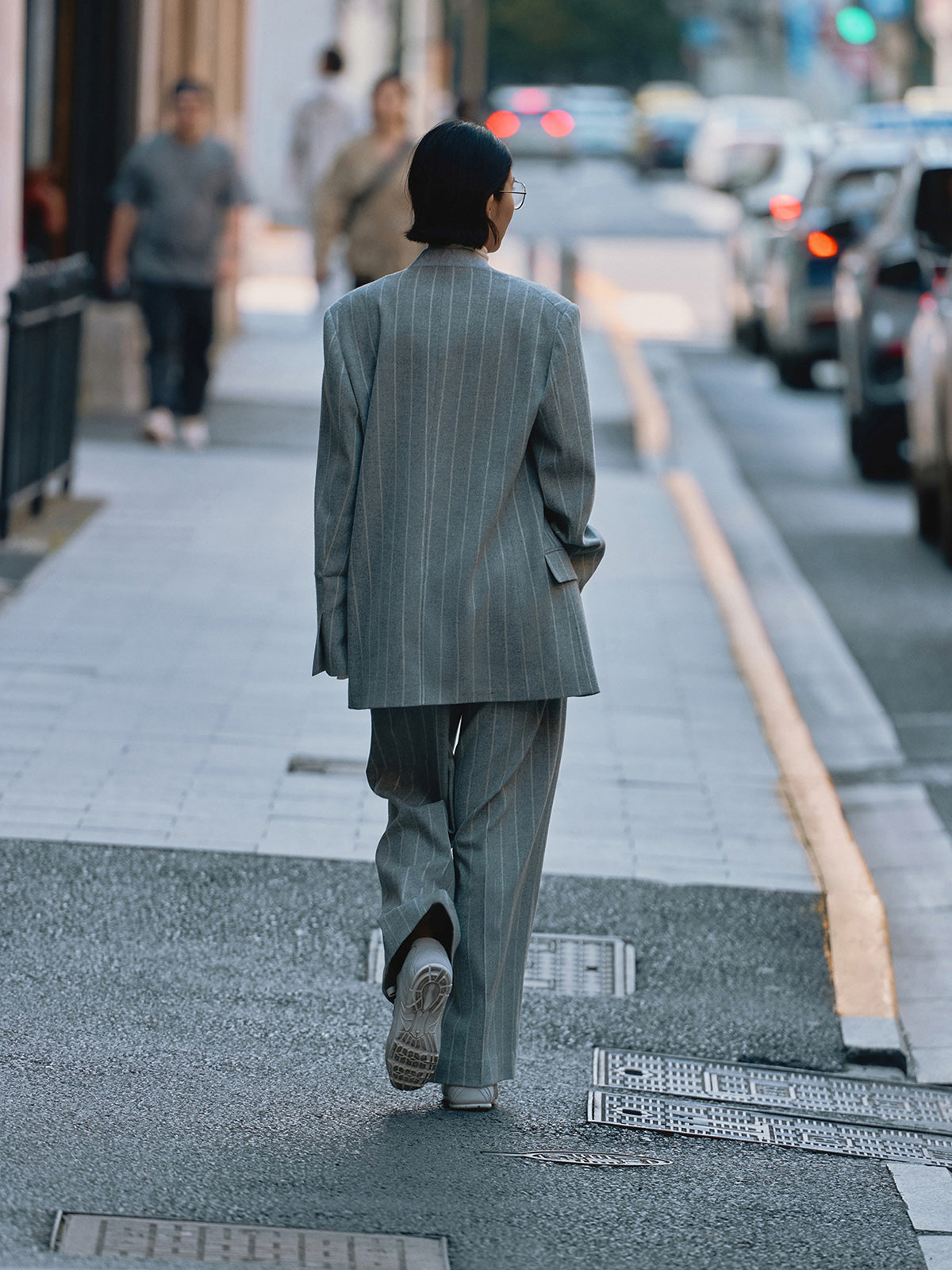 Wool-Blend Pinstripe Tweed Blazer