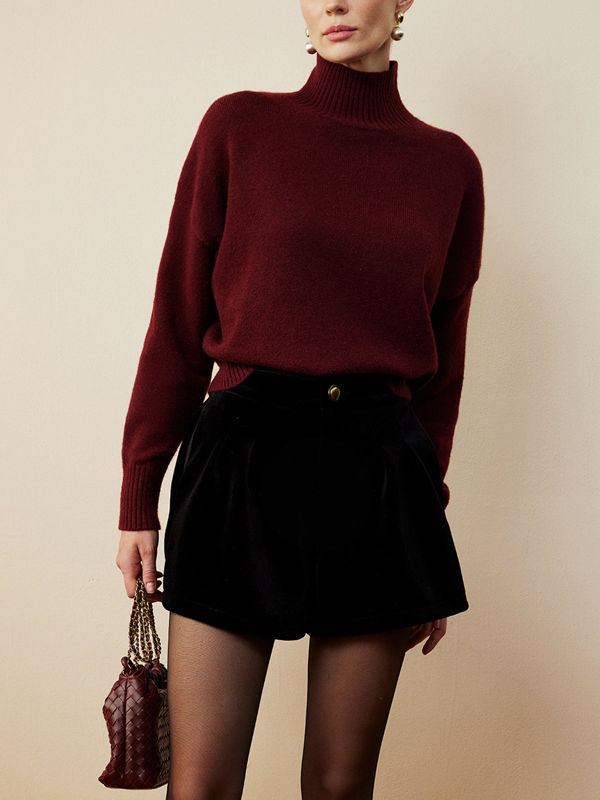 Elegant Mock Neck Shift Sweater