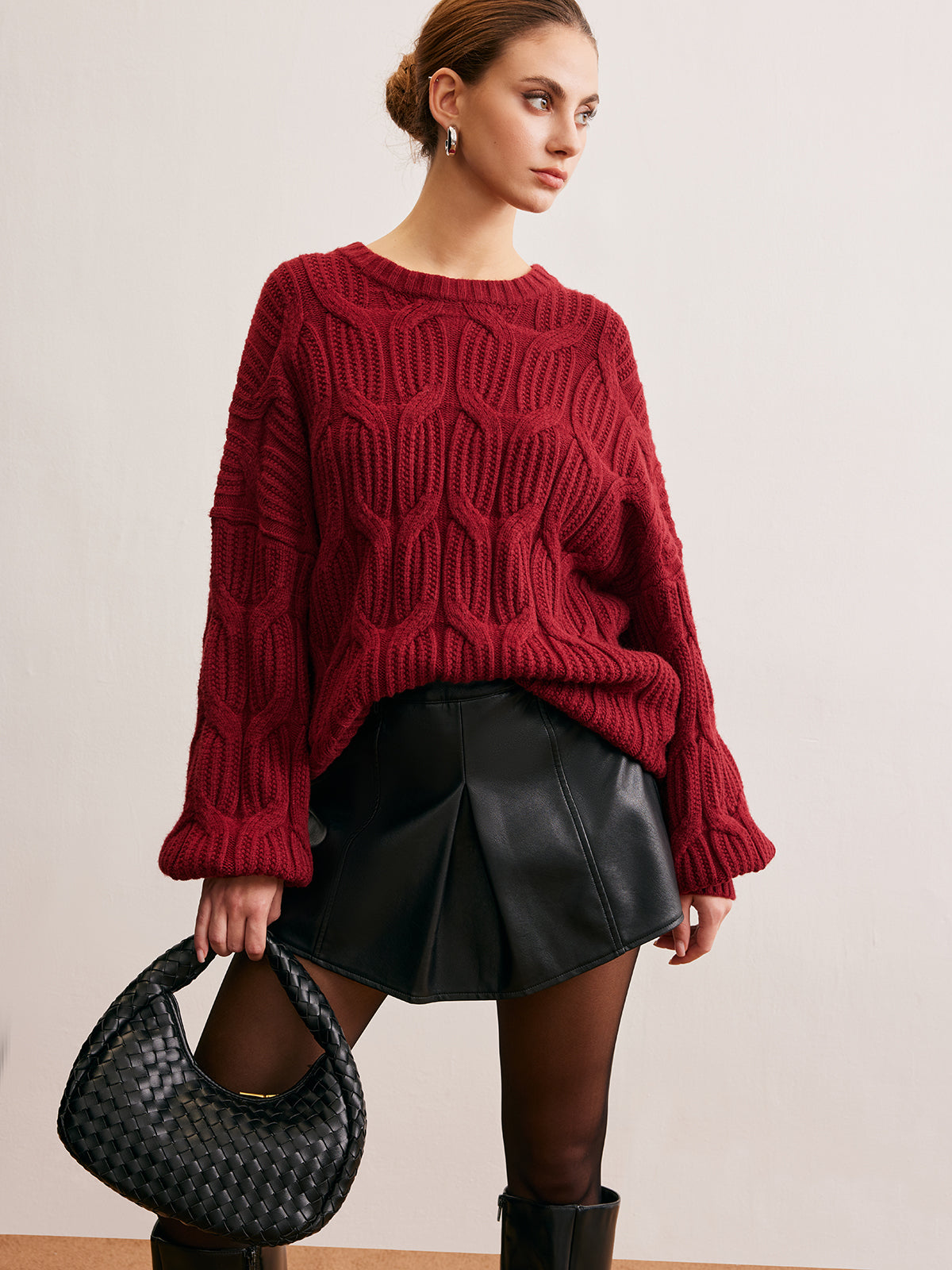 Plain Draped Pullover Sweater