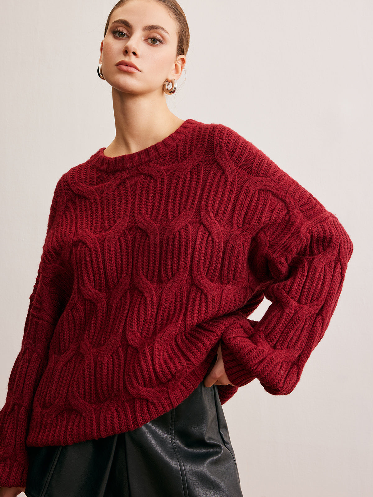 Plain Draped Pullover Sweater