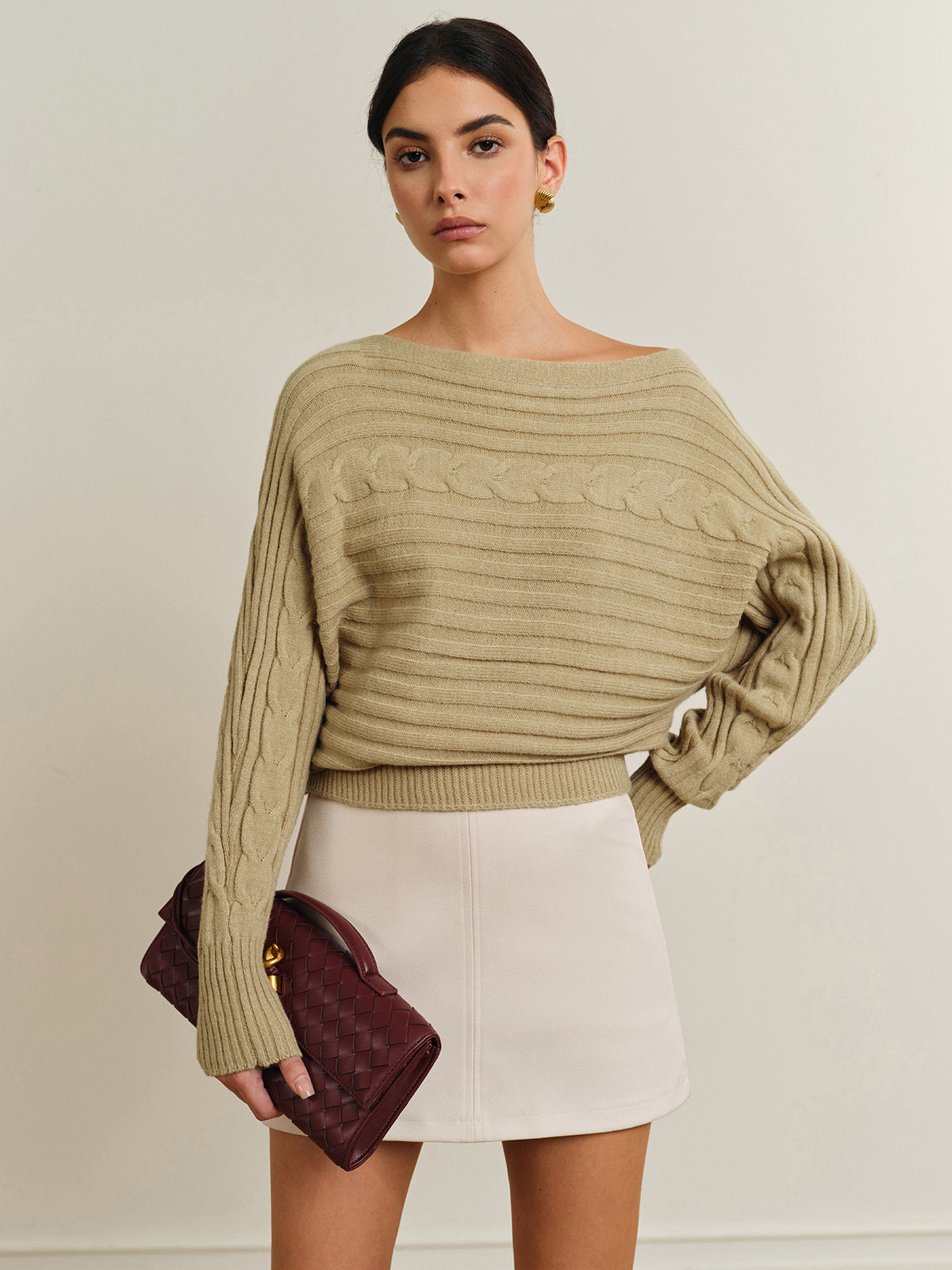 Straight Neck Twist Sweater