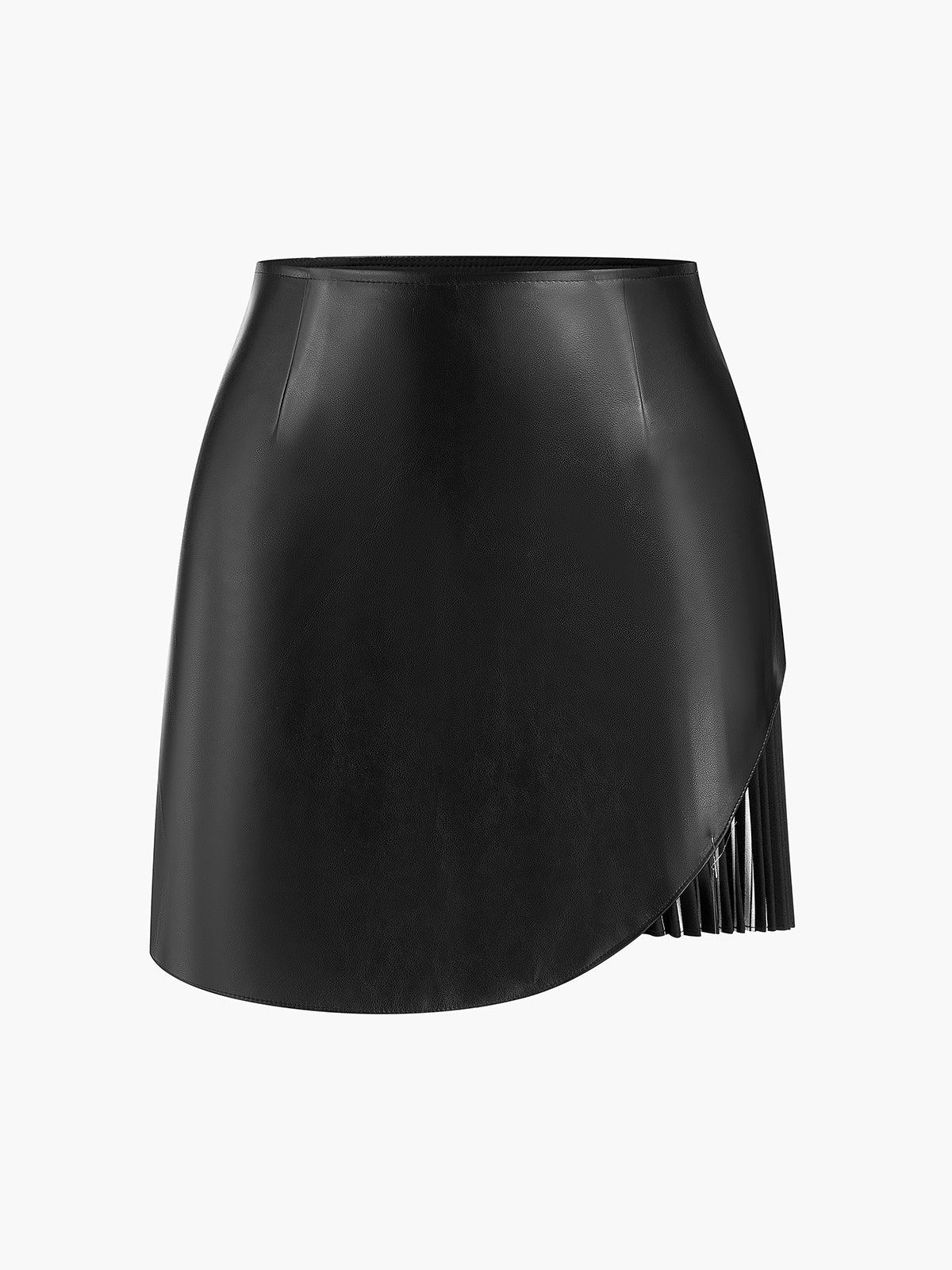 Faux Leather Pleated Panel Skirt