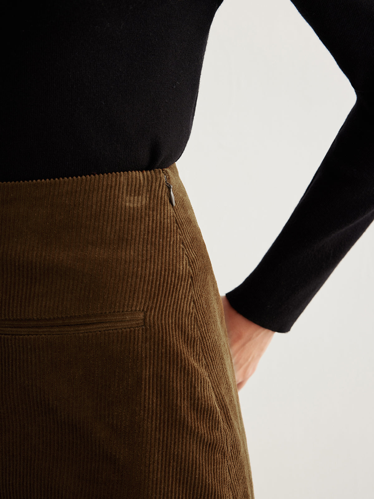 Cotton Corduroy A-Line Skirt