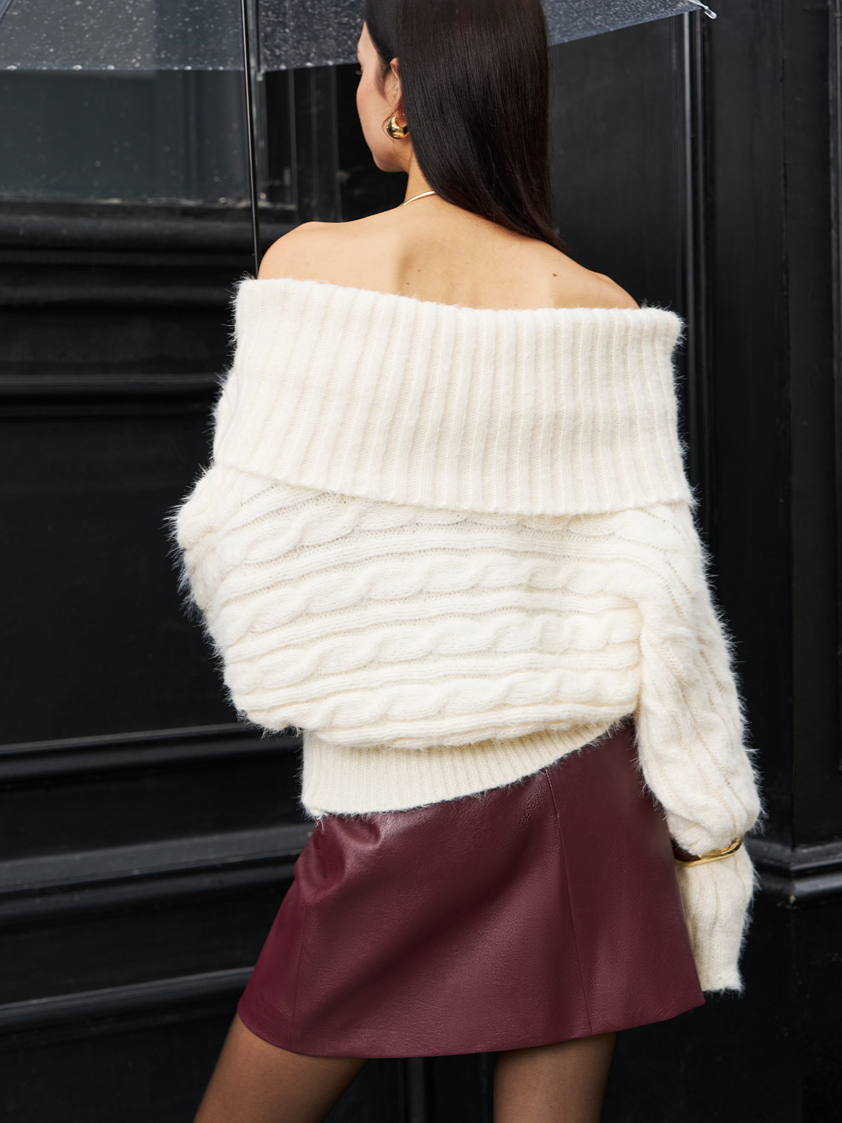 Romance Off-Shoulder Twist Sweater