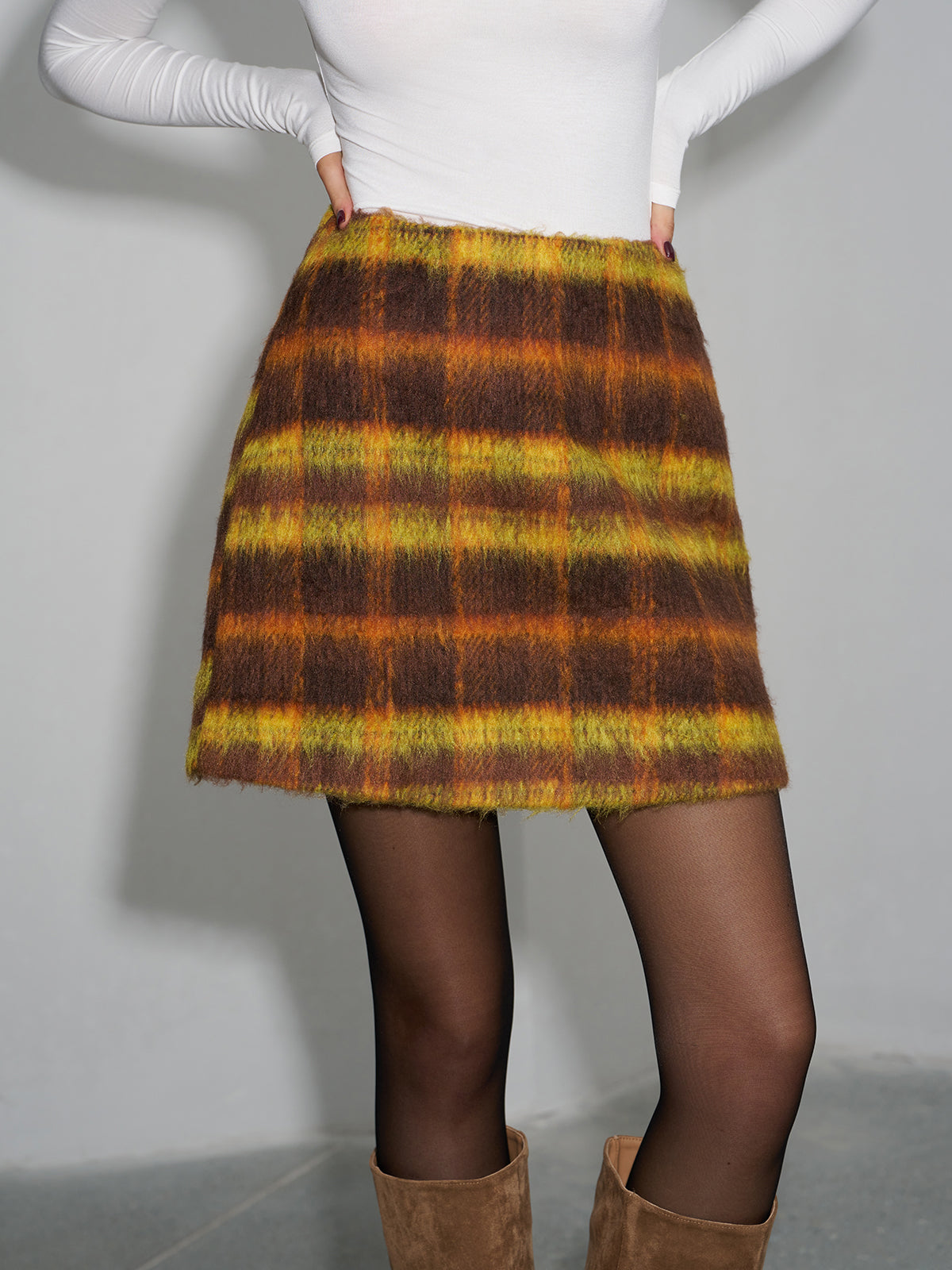 Checked Tweed Mini Skirt