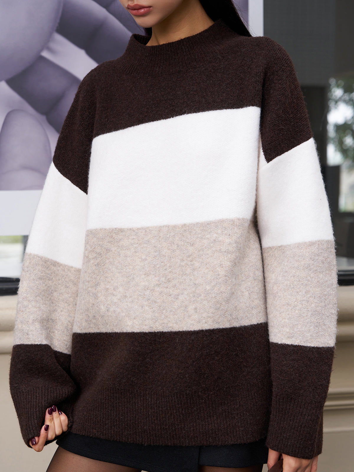 Versatile Color Block Pullover Sweater