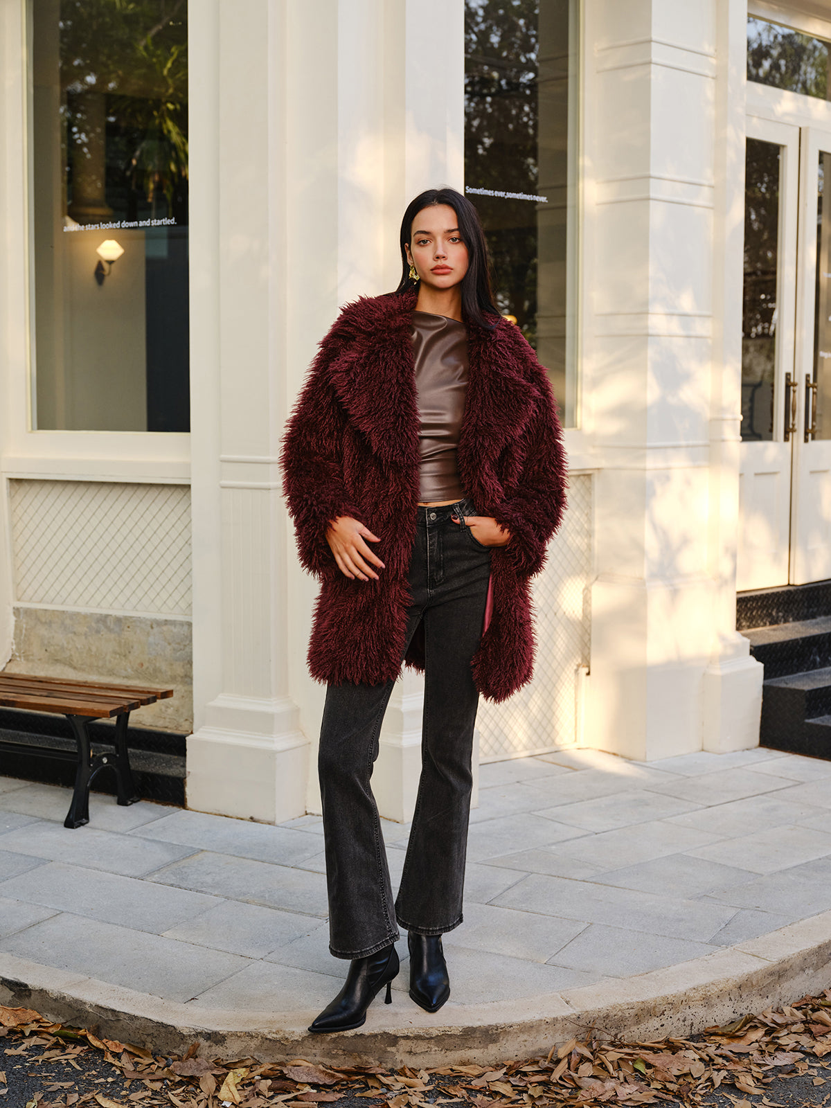 Elegant Faux Fur Long Coat