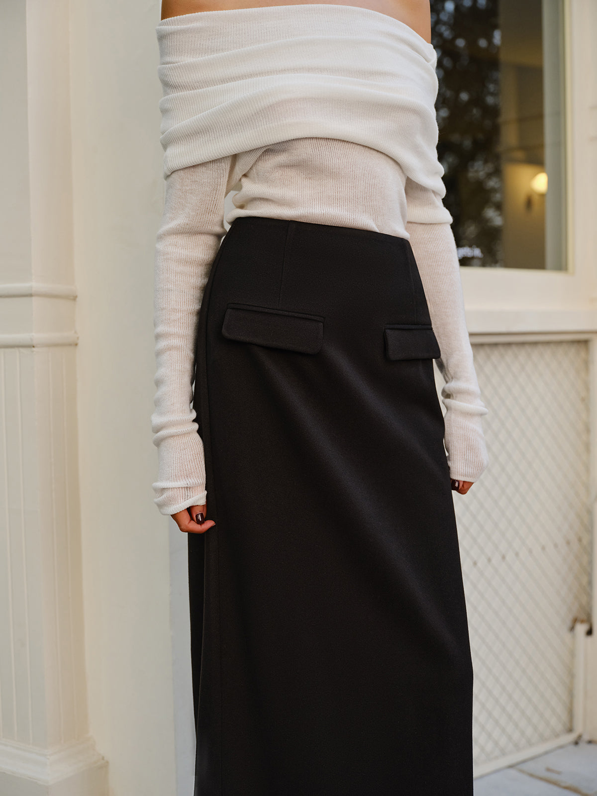 Plain A-Line Maxi Skirt