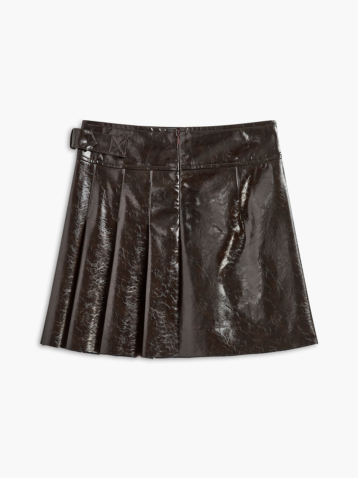 Belted Faux Leather Textured Skirt