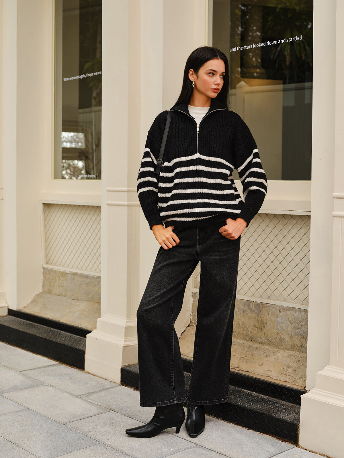 Half-Zip Striped Sweater