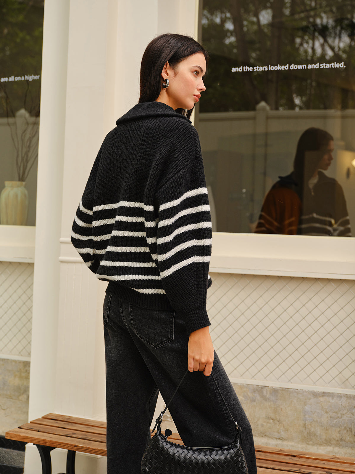 Half-Zip Striped Sweater