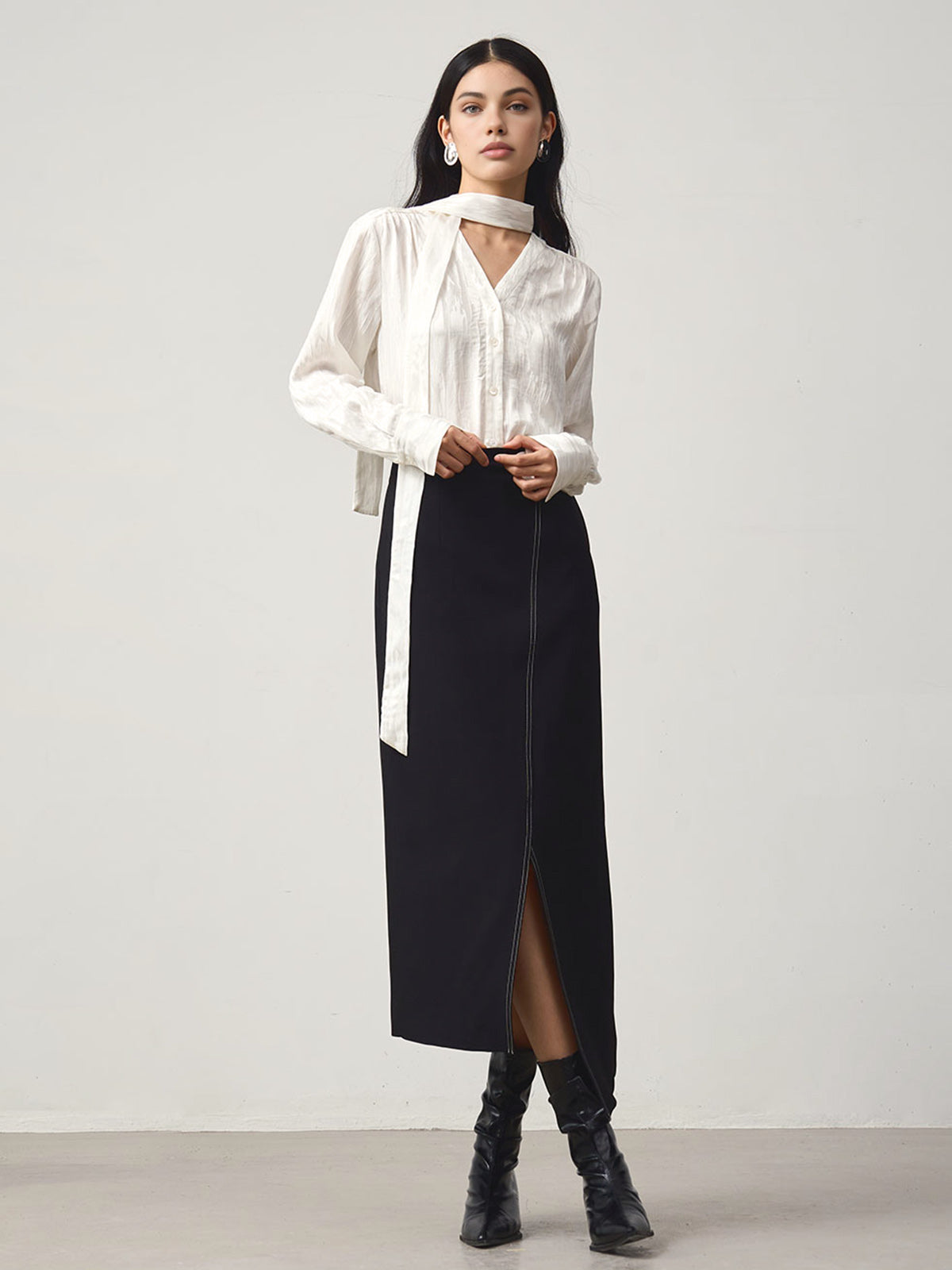 Asymmetrical Retro Split Skirt