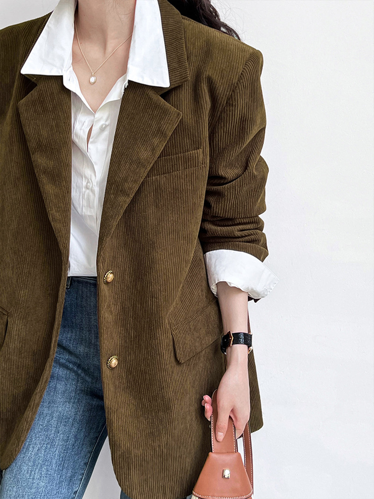 Shoulder Pads Corduroy Blazer