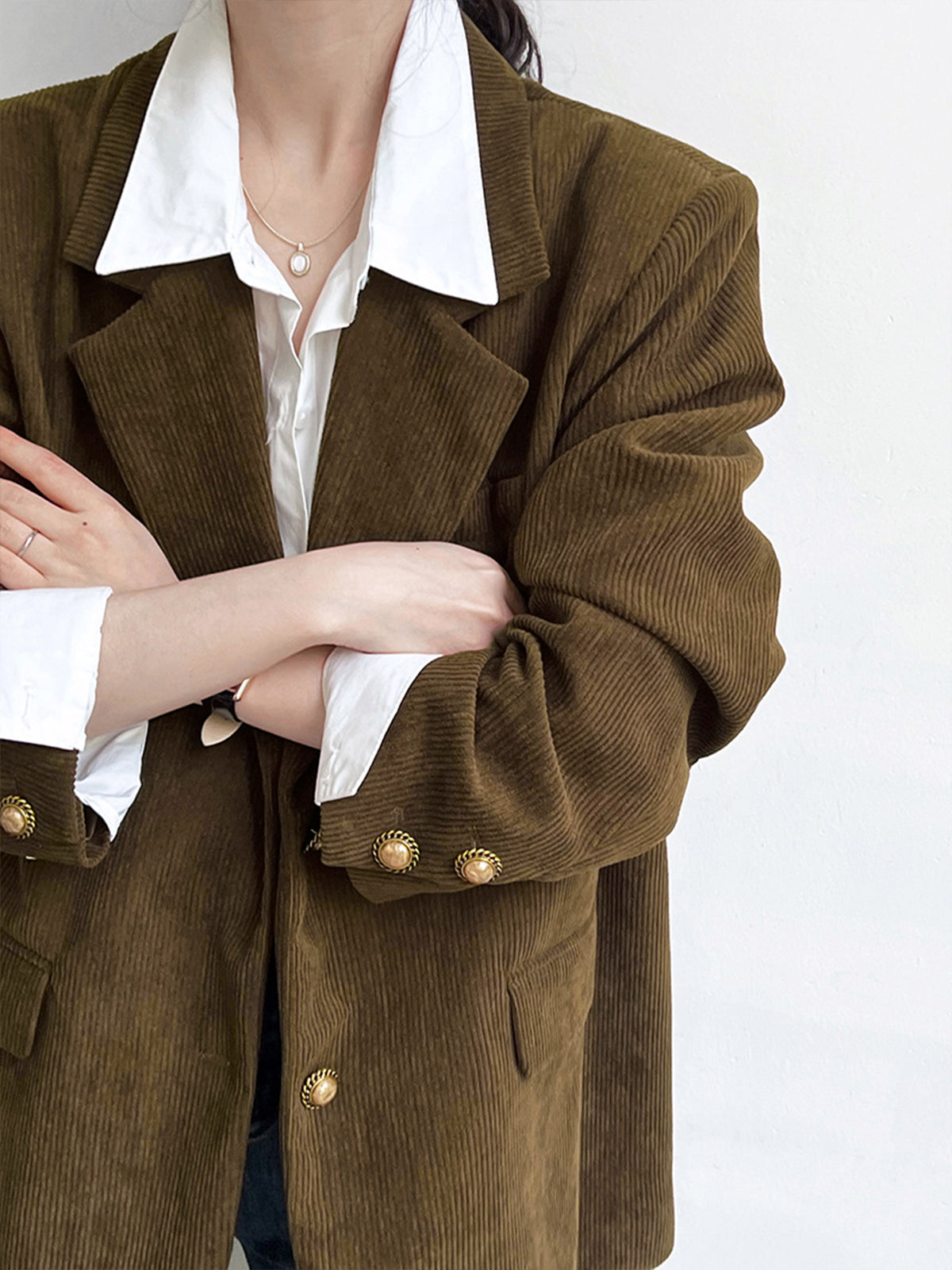 Shoulder Pads Corduroy Blazer