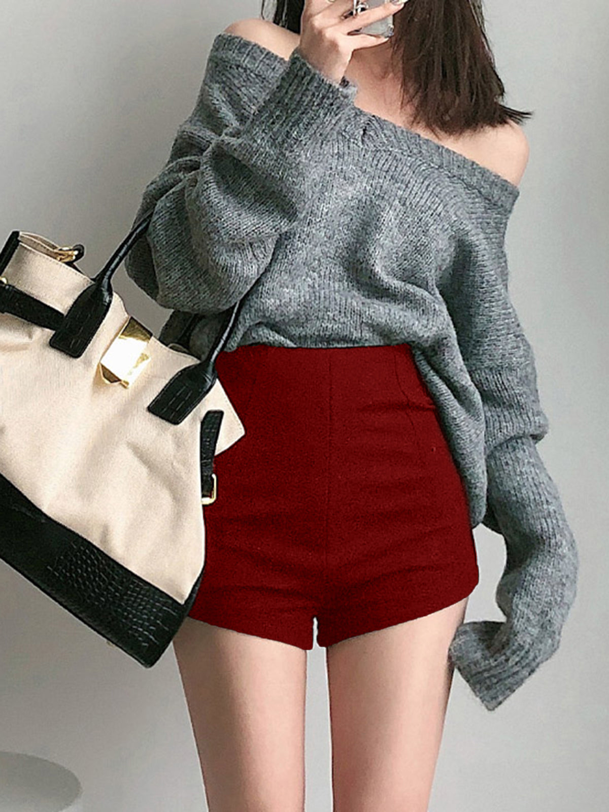 Solid High Waist Zip Shorts